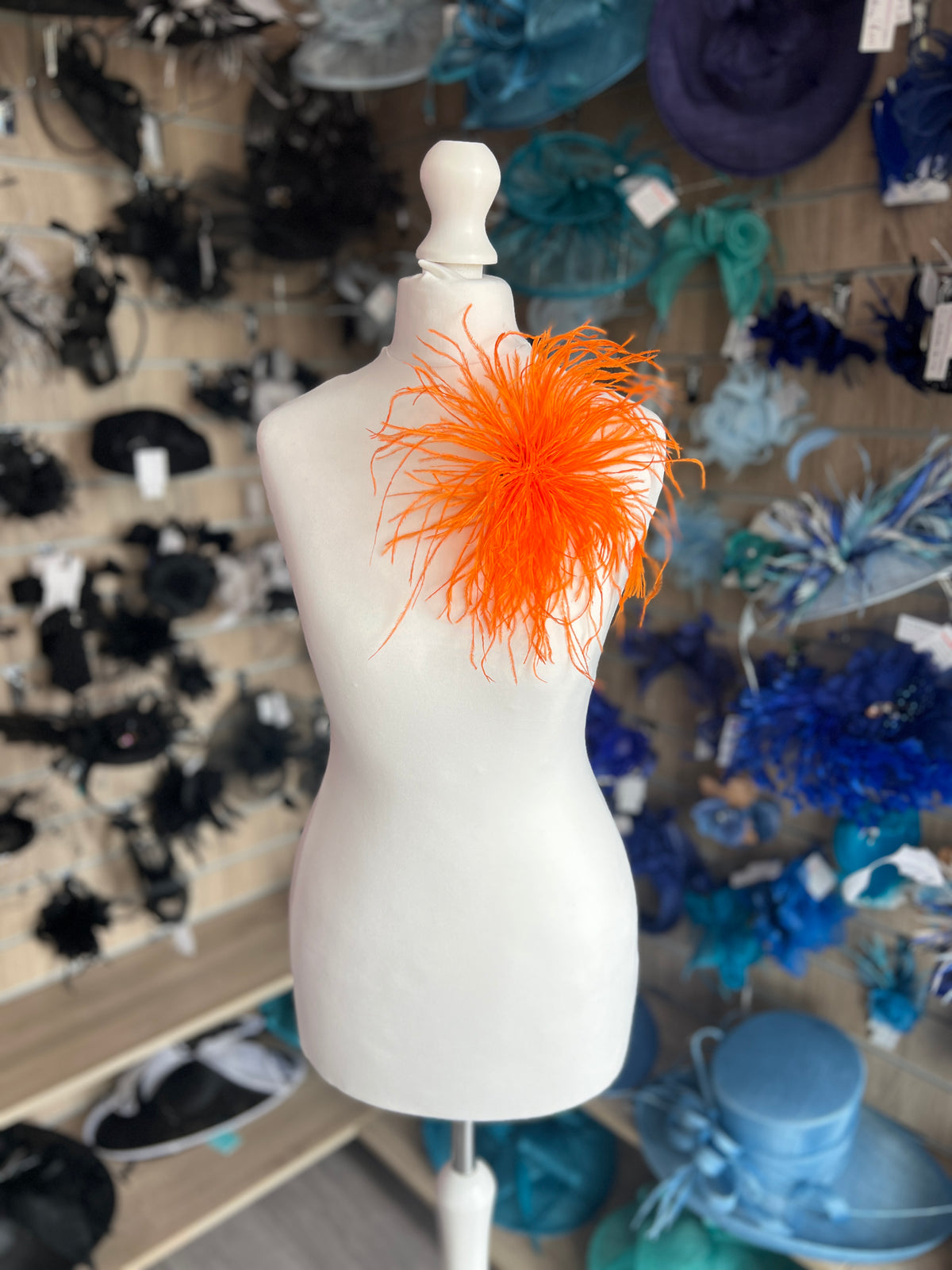 Orange Wispy Feather  Fascinator Hair Clip