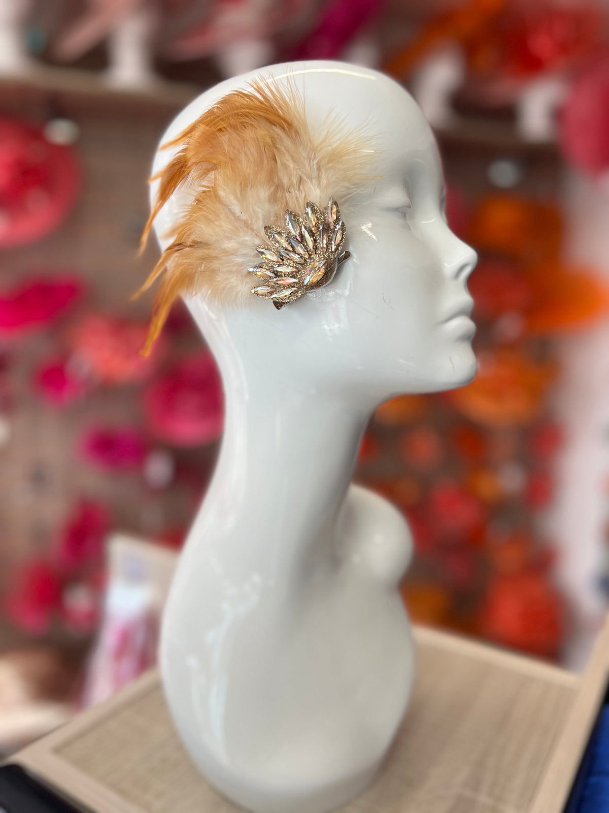 Gold Art Deco Style Feather Flapper Hair Clip
