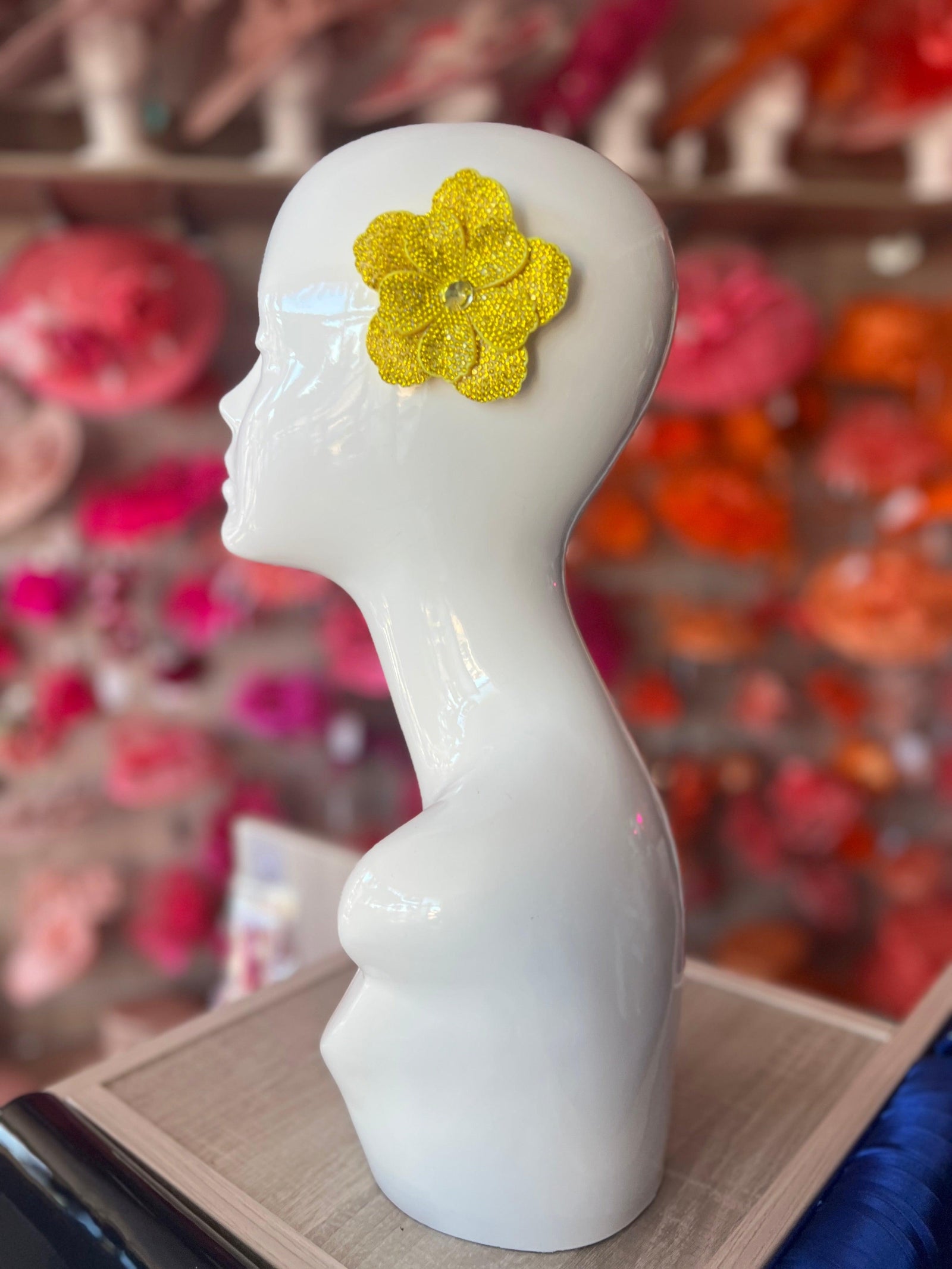 Yellow Diamante Small Flower Hair Clip