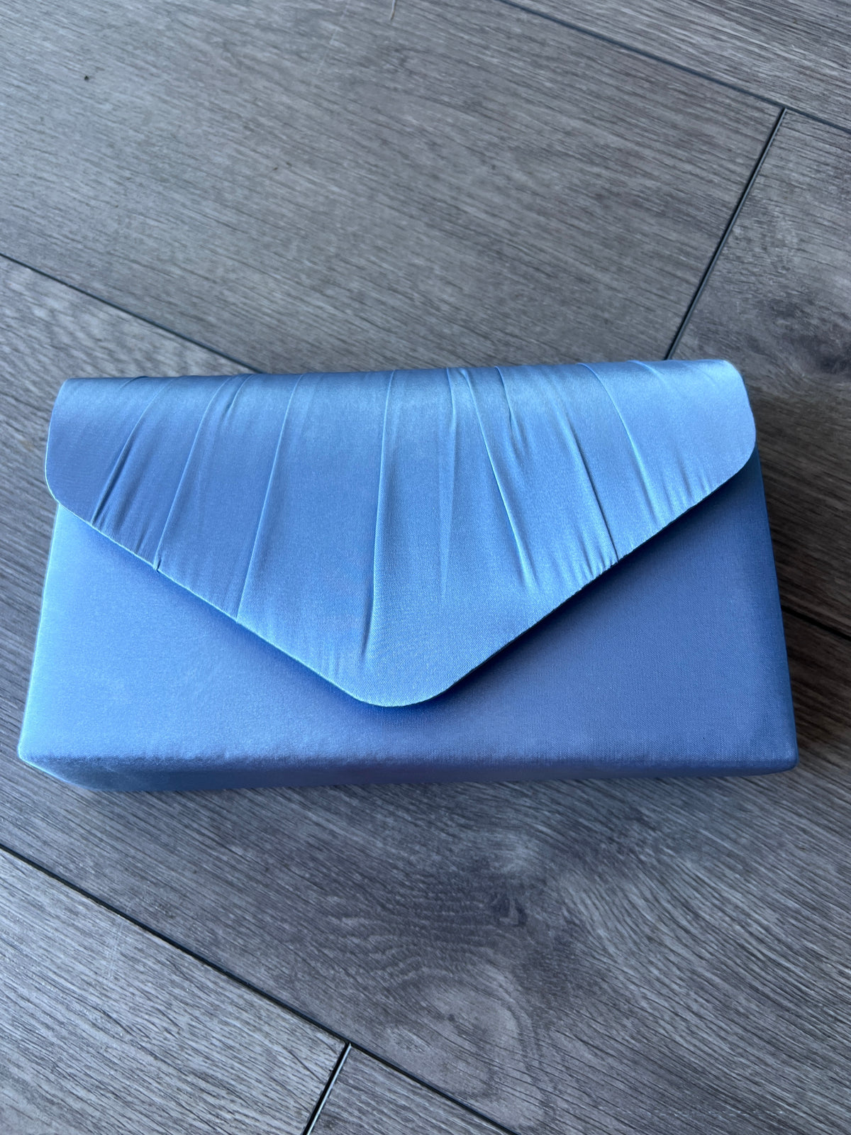 Powder Blue Satin Enevelope Clutch Bag