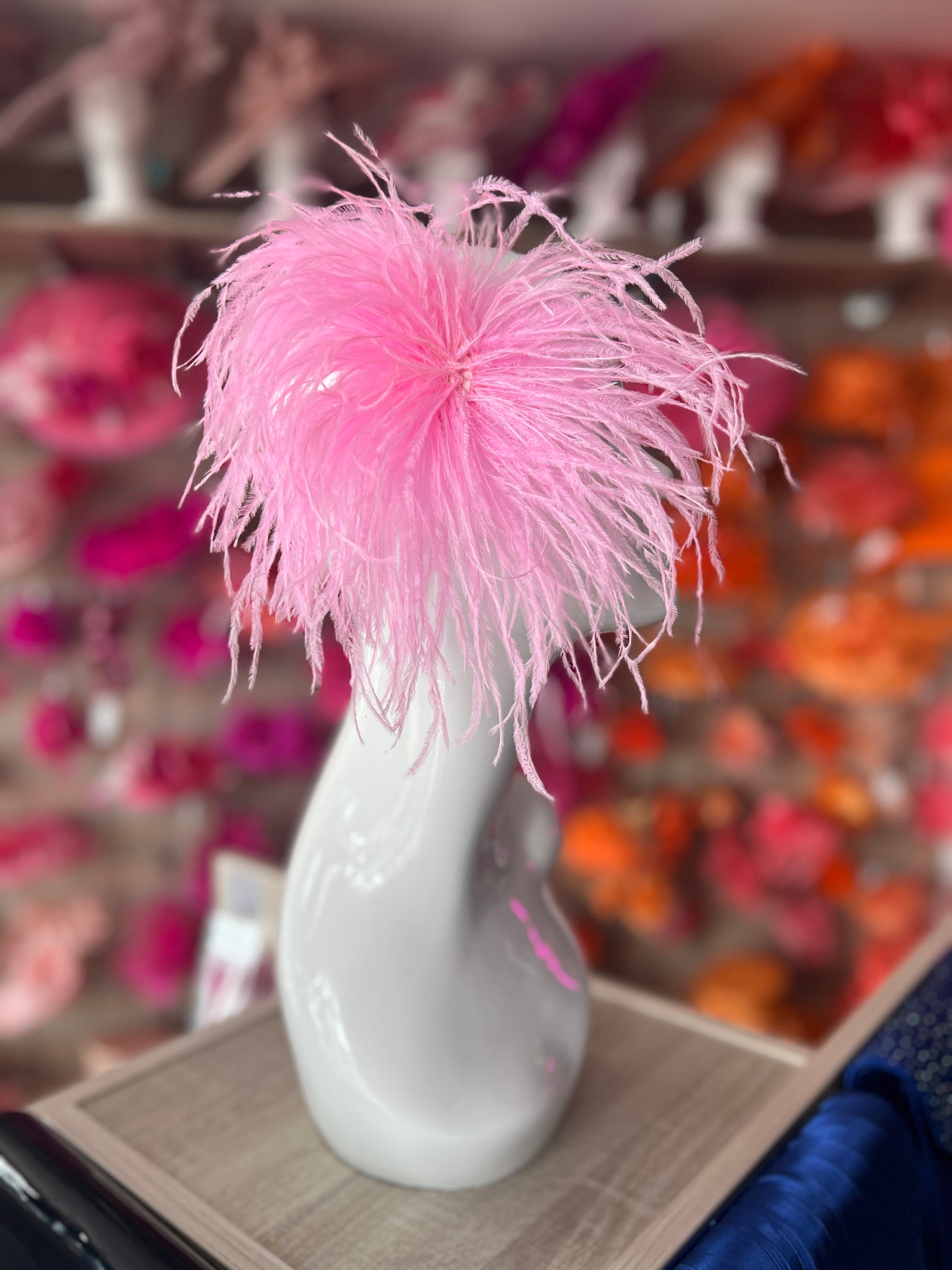 Pink Wispy Feather  Fascinator Hair Clip