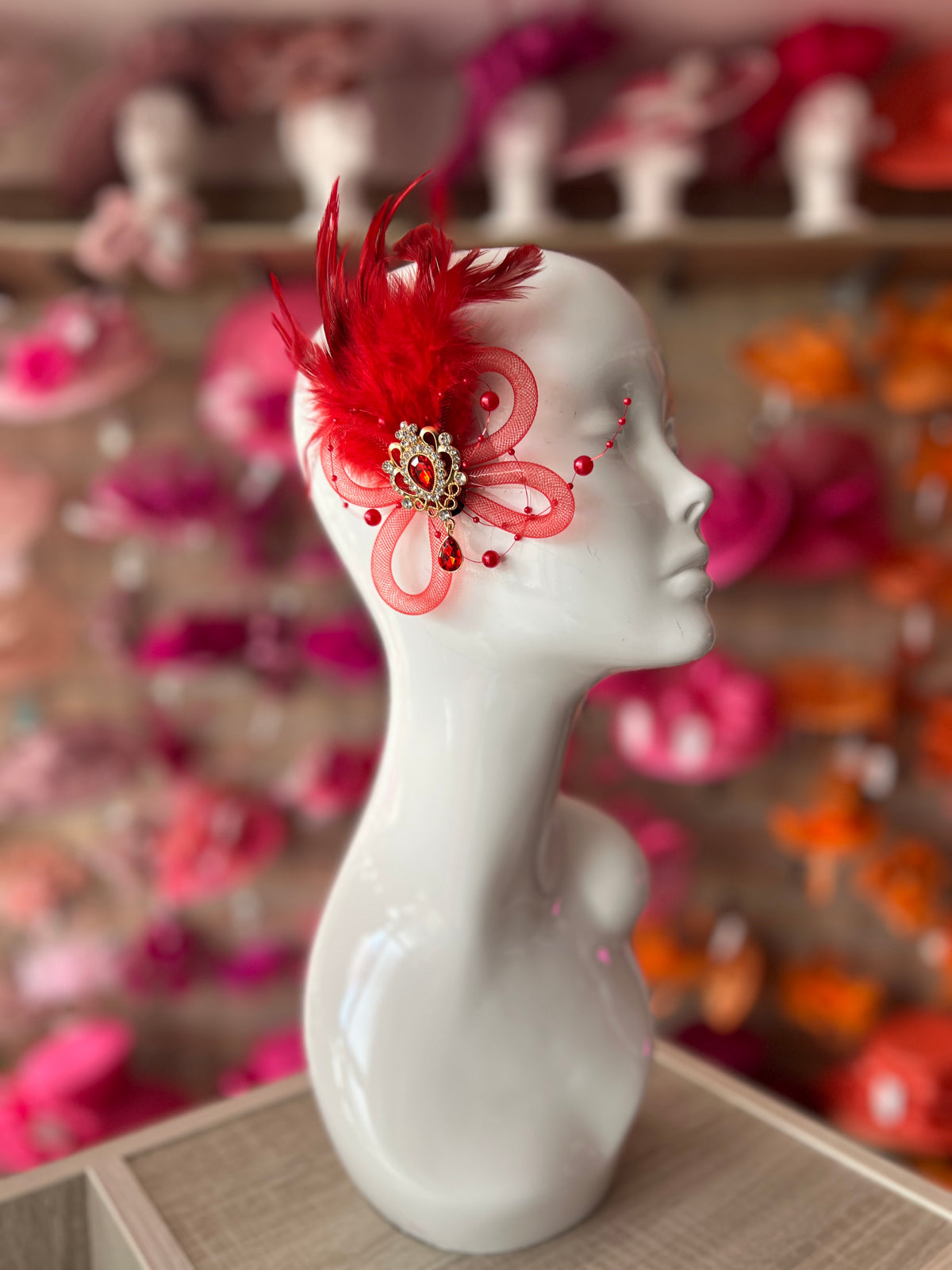 Vintage 1920s Flapper Hair Clip - Red