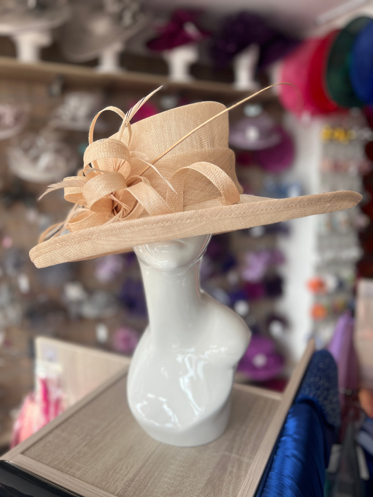 Classic Sinamay Nude Wedding Hat