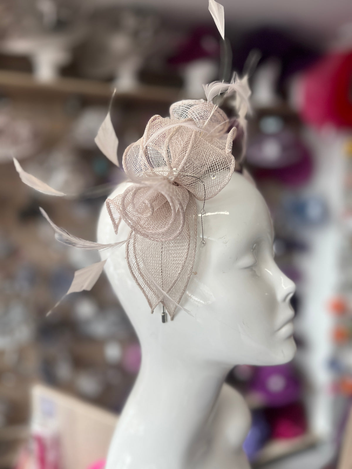 Classic Sinamay Quartz Fascinator
