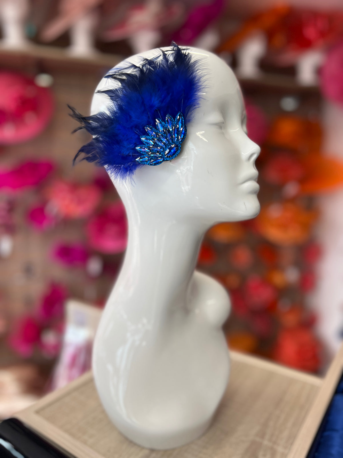 Sapphire Art Deco Style Feather Flapper Hair Clip