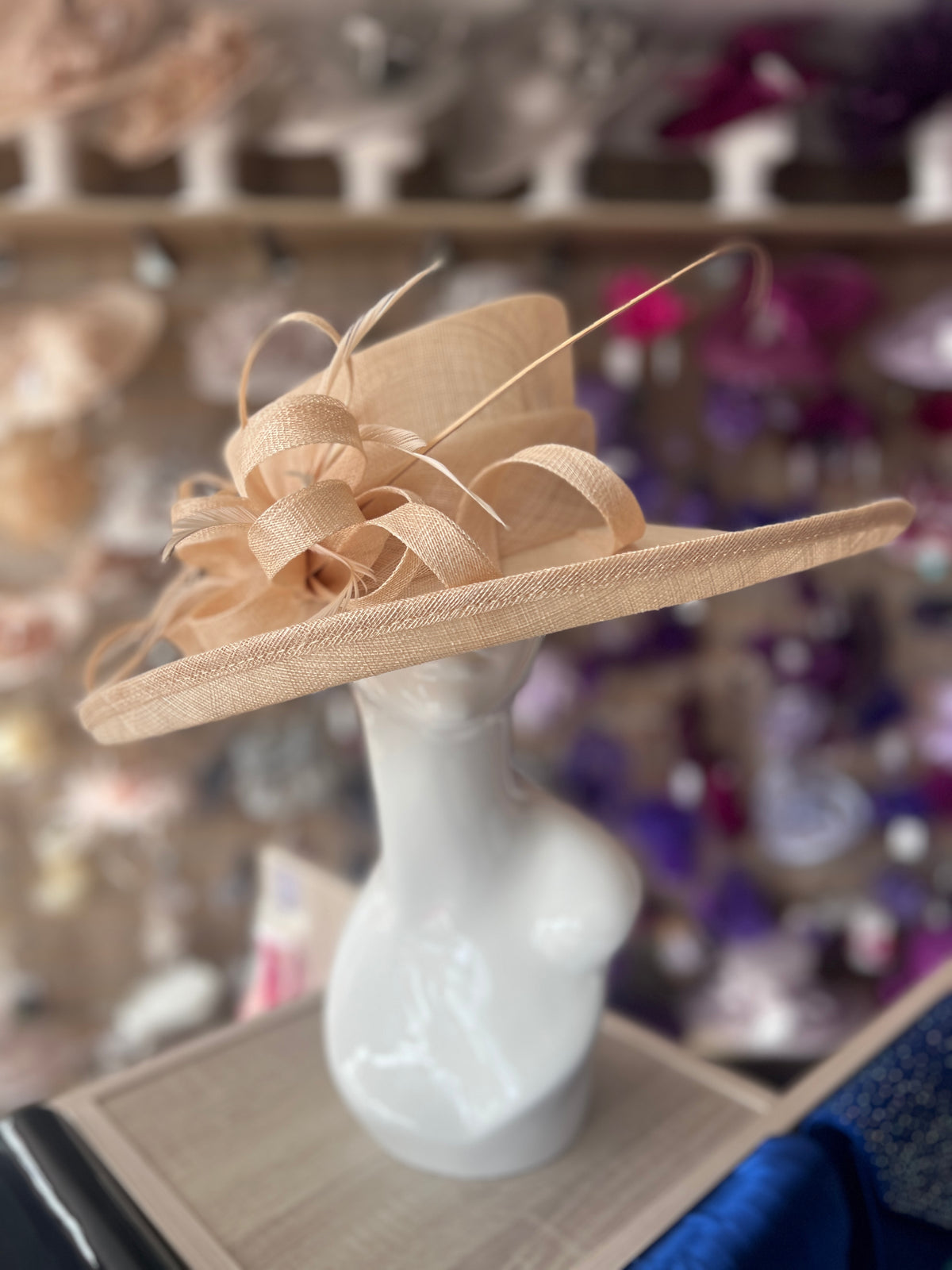 Classic Sinamay Nude Wedding Hat