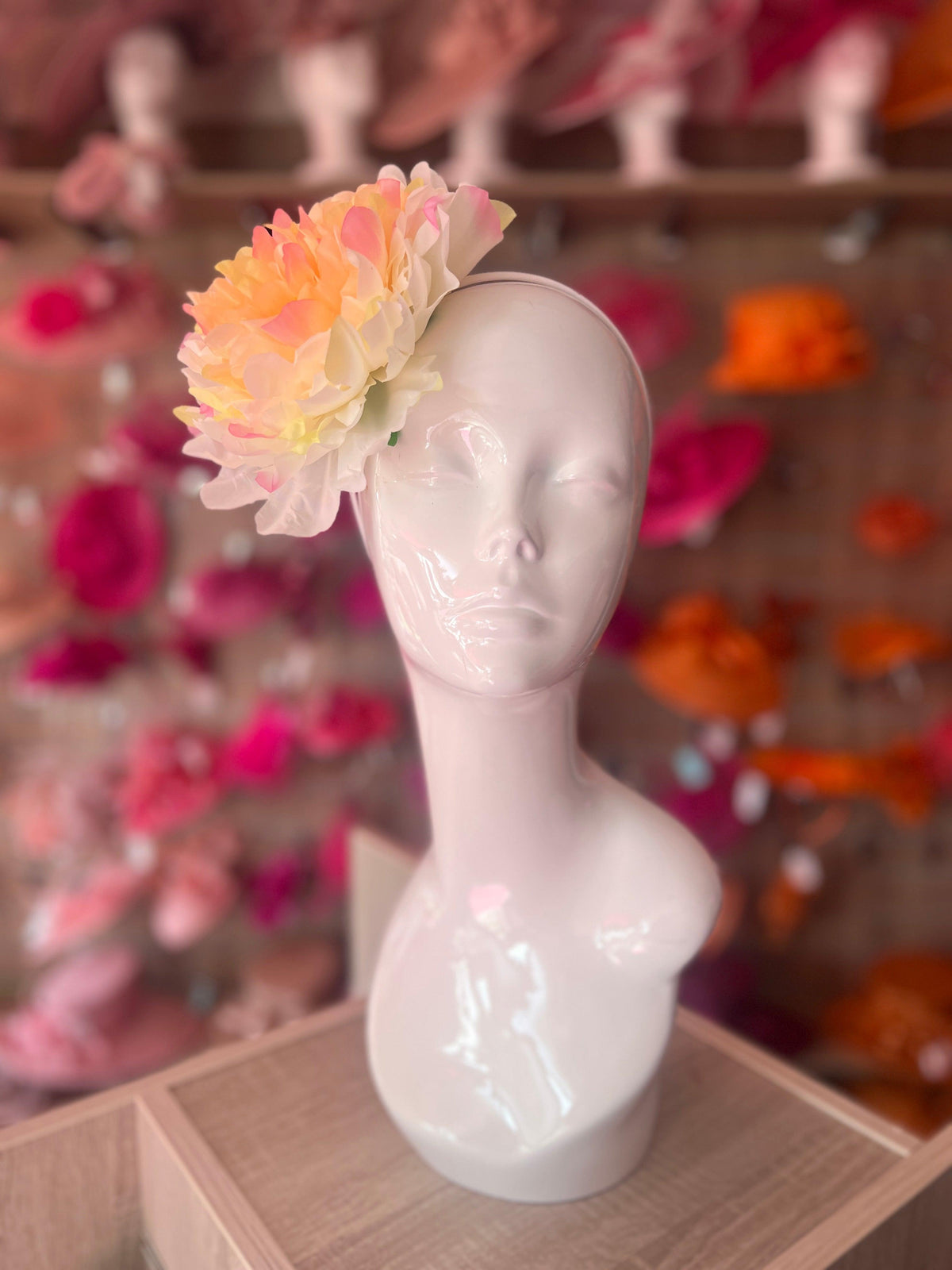 Cream and Apricot Large Peony Flower Headband