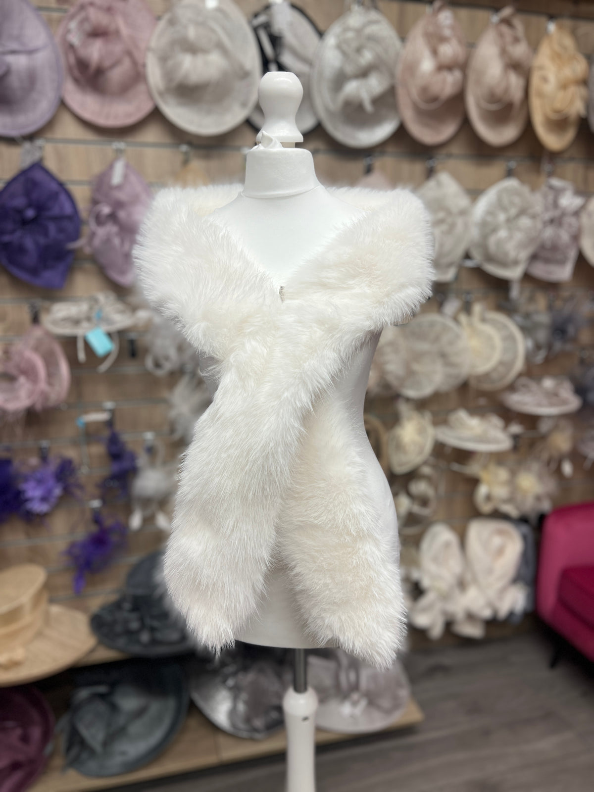 White Faux Fur Scarf