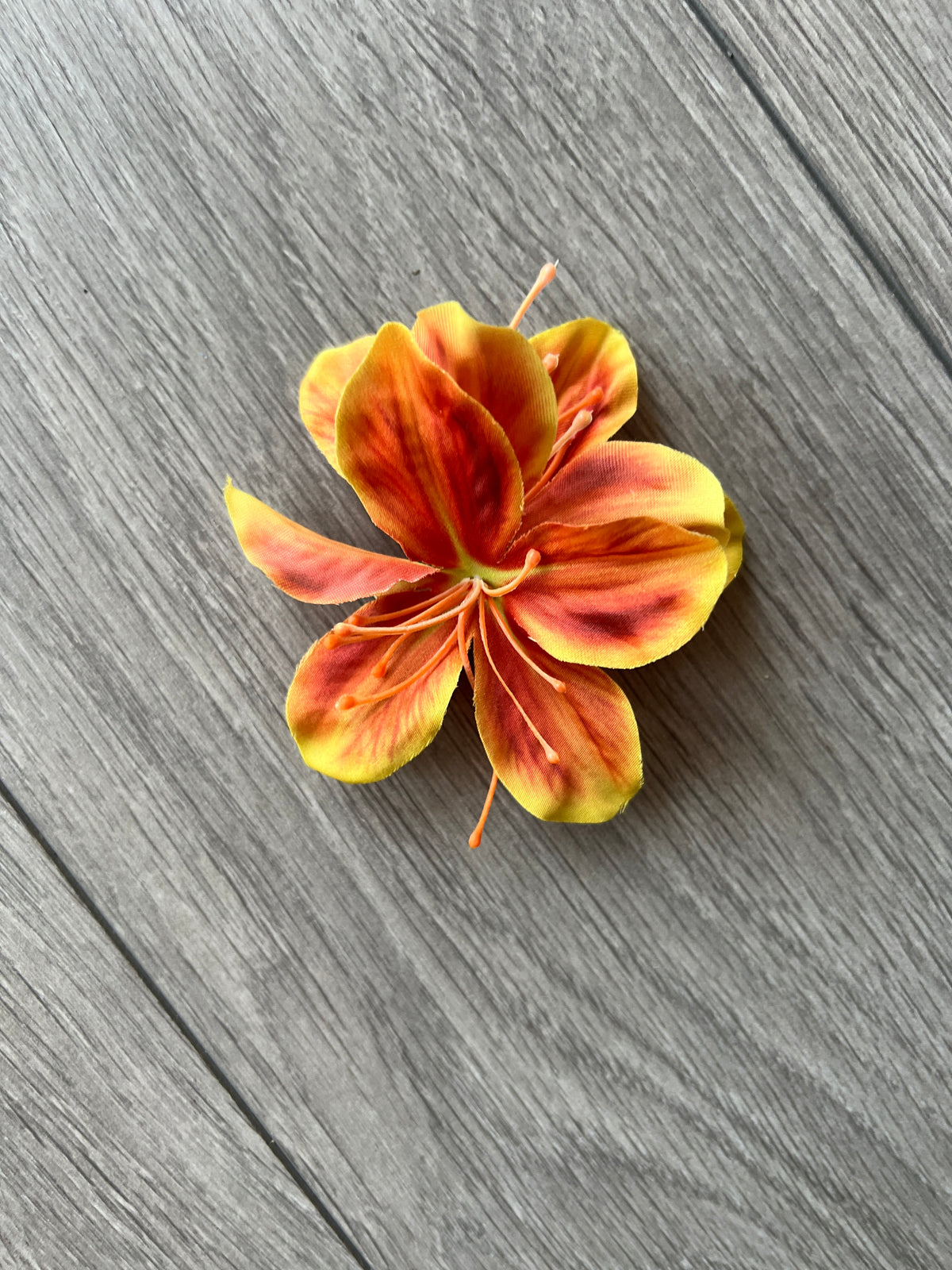 Small Burnt Orange Lily Hair Flower Clip