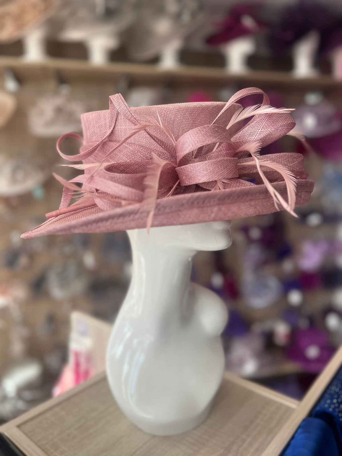 Classic Sinamay Dusky Pink Wedding Hat