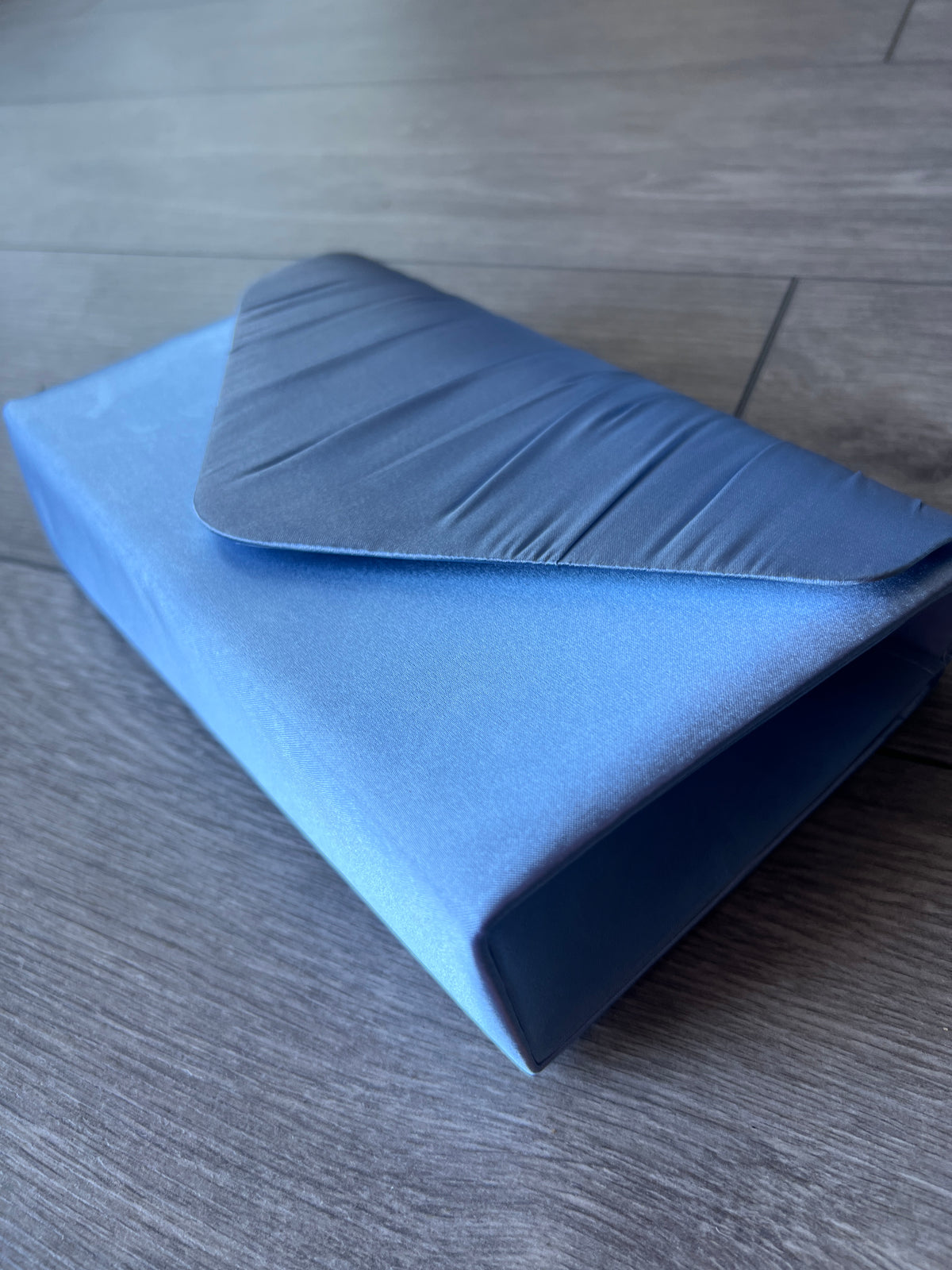 Powder Blue Satin Enevelope Clutch Bag