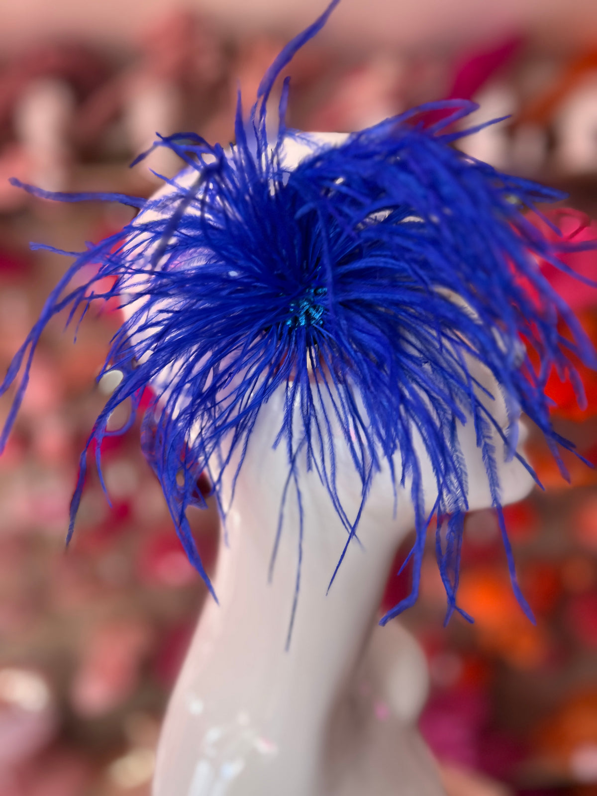 Sapphire Blue Wispy Feather  Fascinator Hair Clip