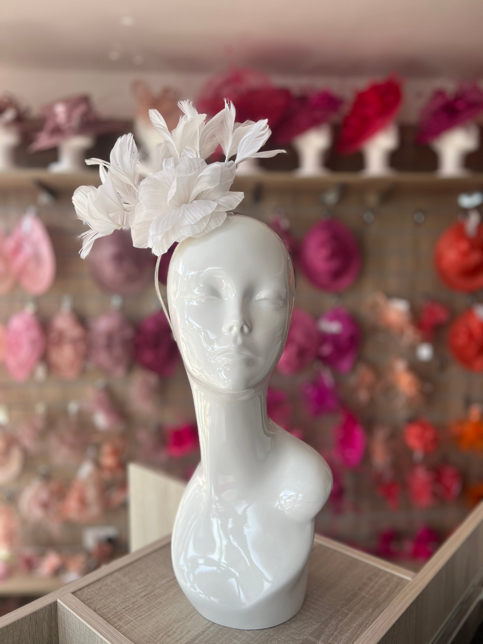 Floral Fantasy White Headband Fascinator