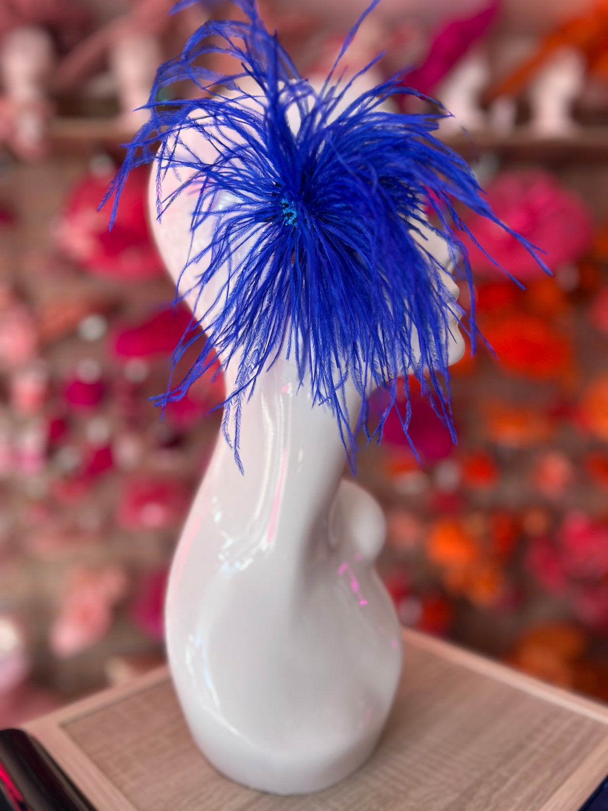 Sapphire Blue Wispy Feather  Fascinator Hair Clip