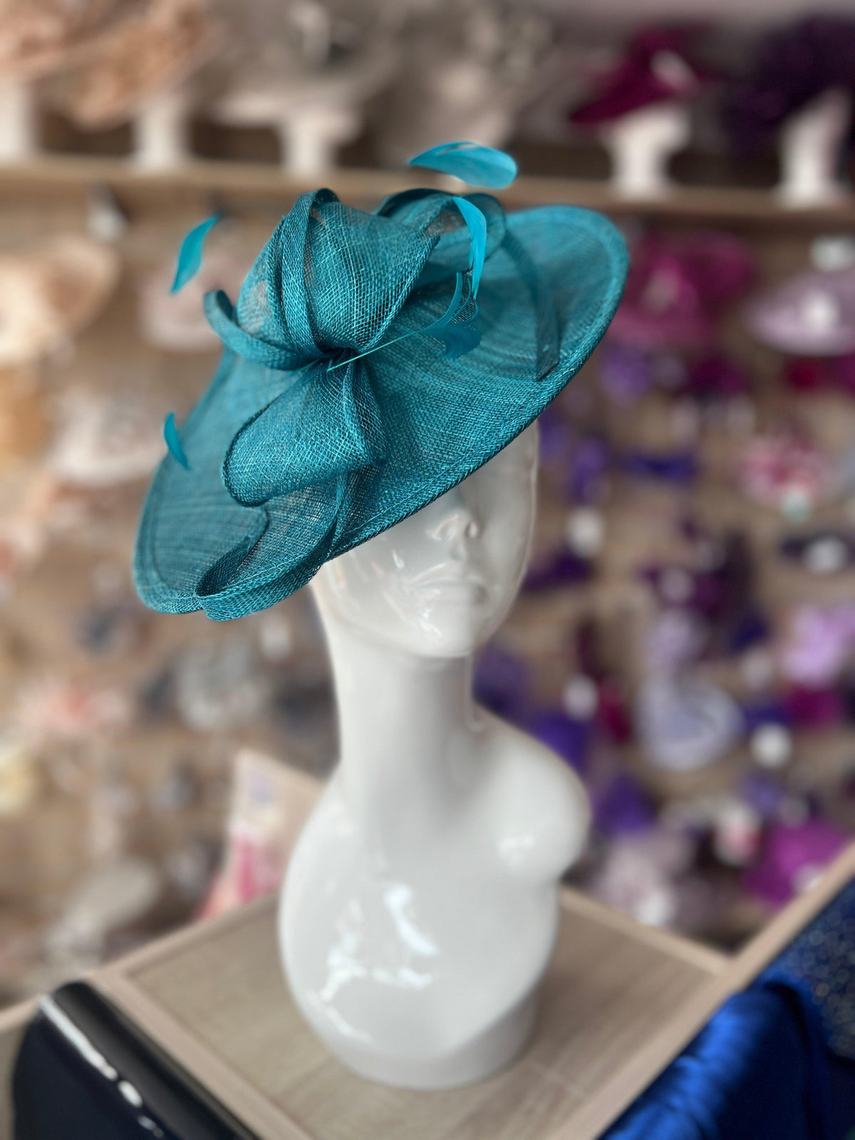 Winter Teal Teardrop Disc Fascinator