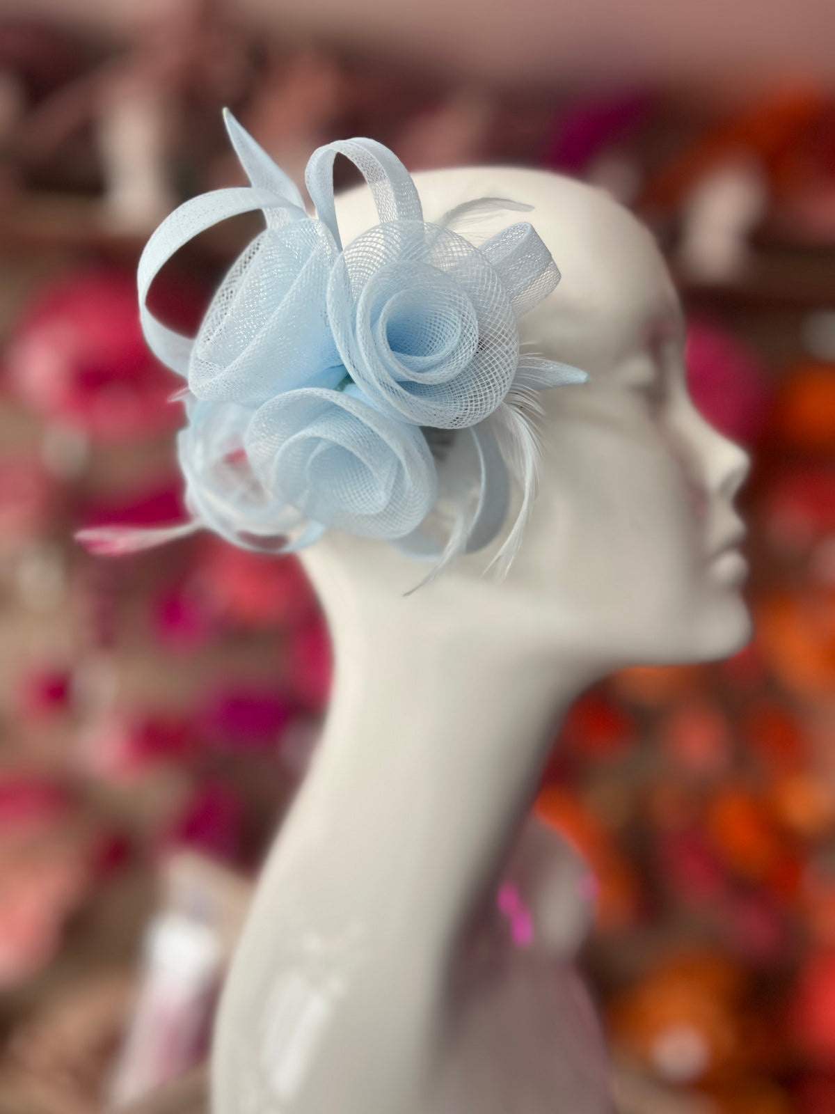Small Fluted Crinoline Hair Fascinator Pale Blue