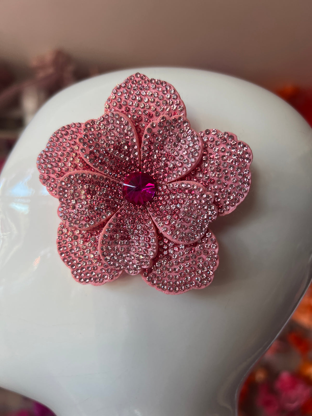 Pink Diamanté Small Flower Hair Clip