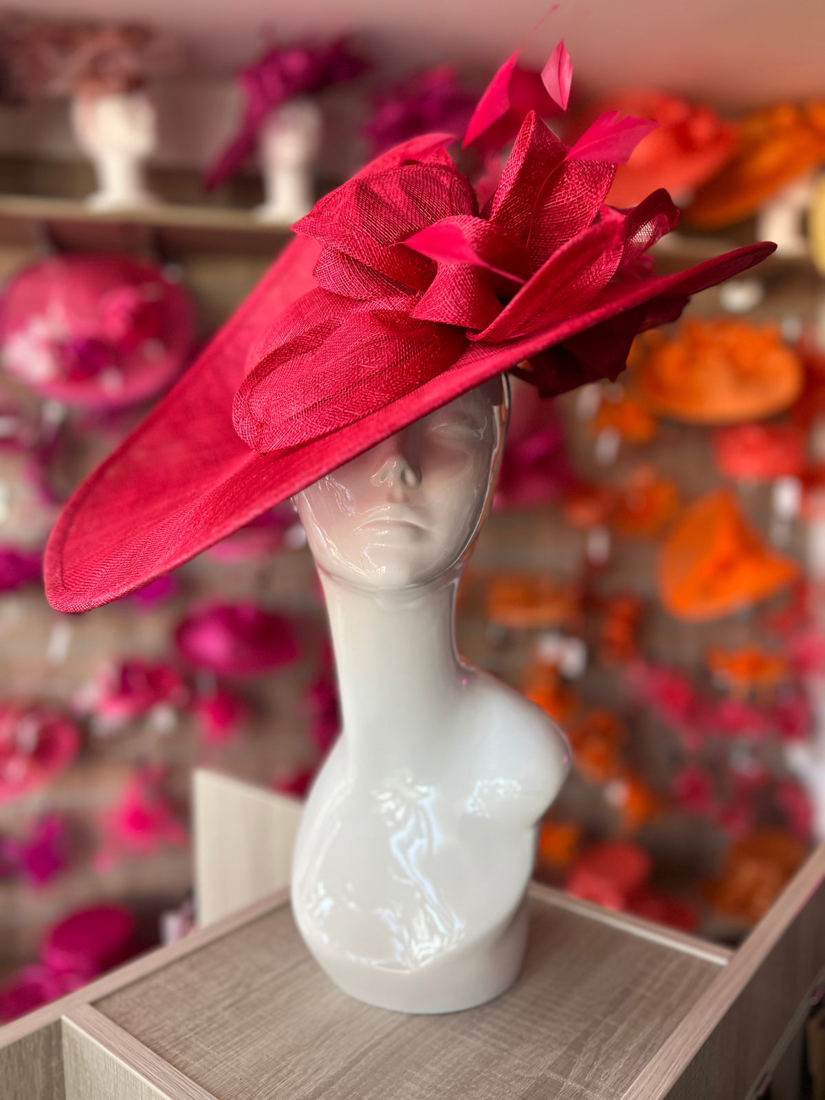 Deluxe Large Rouge Hatinator with Split Brim &amp; Feathers