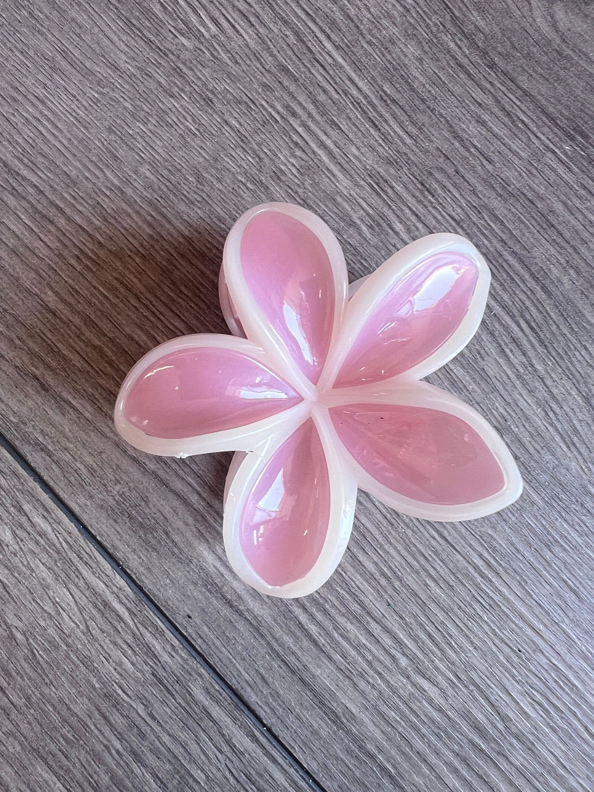 Tropical Jasmine Hair Flower Claw - Pink &amp; Cream
