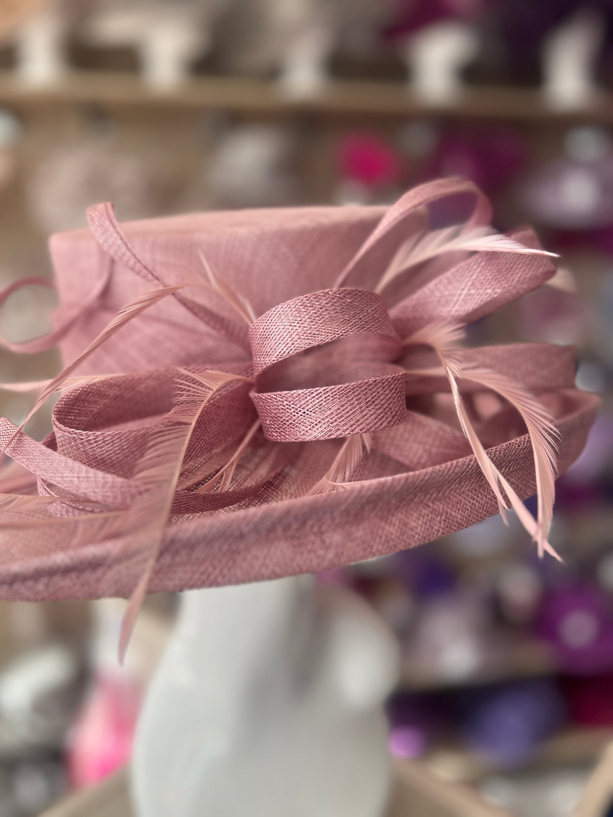 Classic Sinamay Dusky Pink Wedding Hat