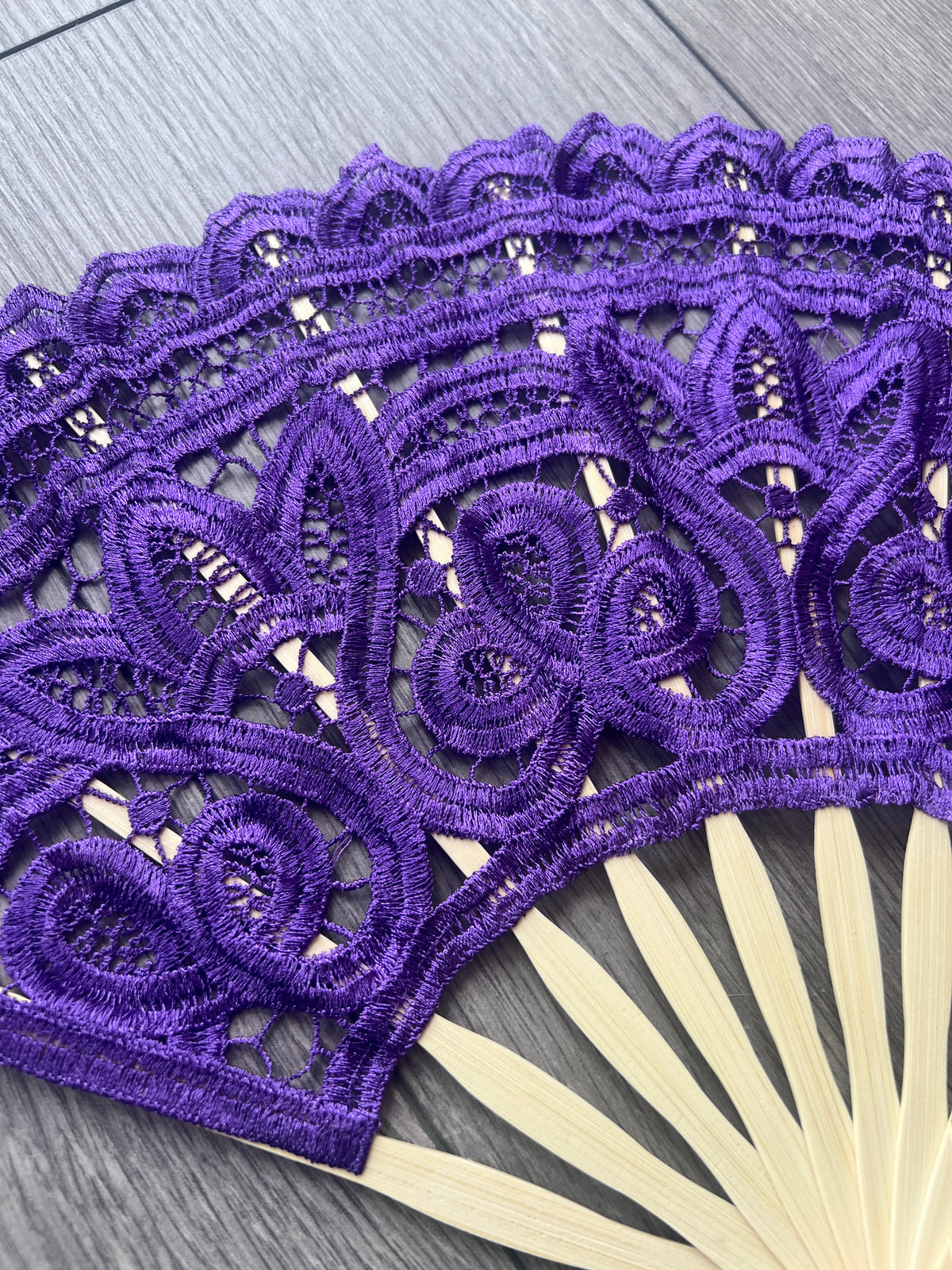 Purple Vintage Lace Handheld Foldable Fan