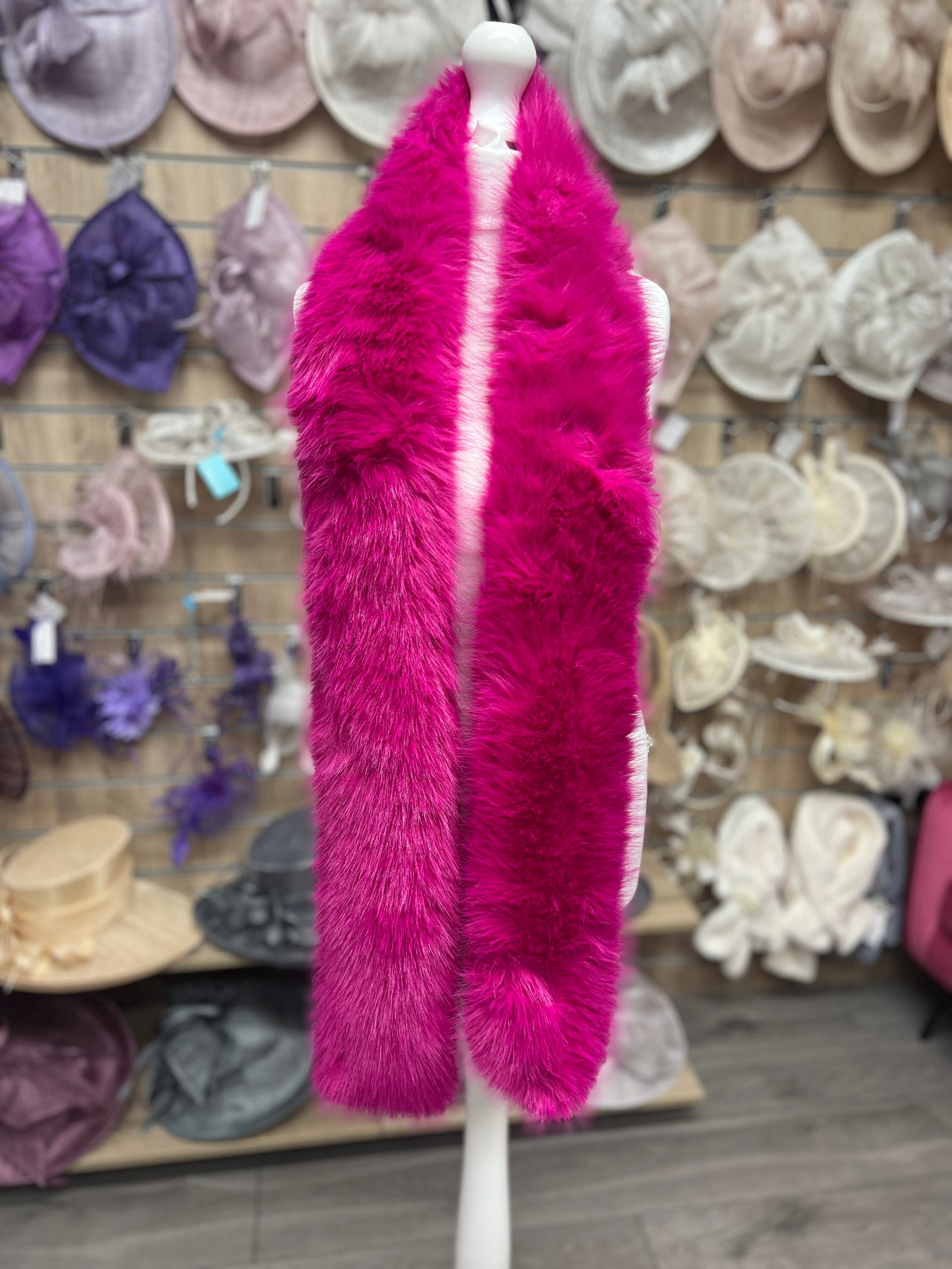 Fuchsia Pink Faux Fur Scarf