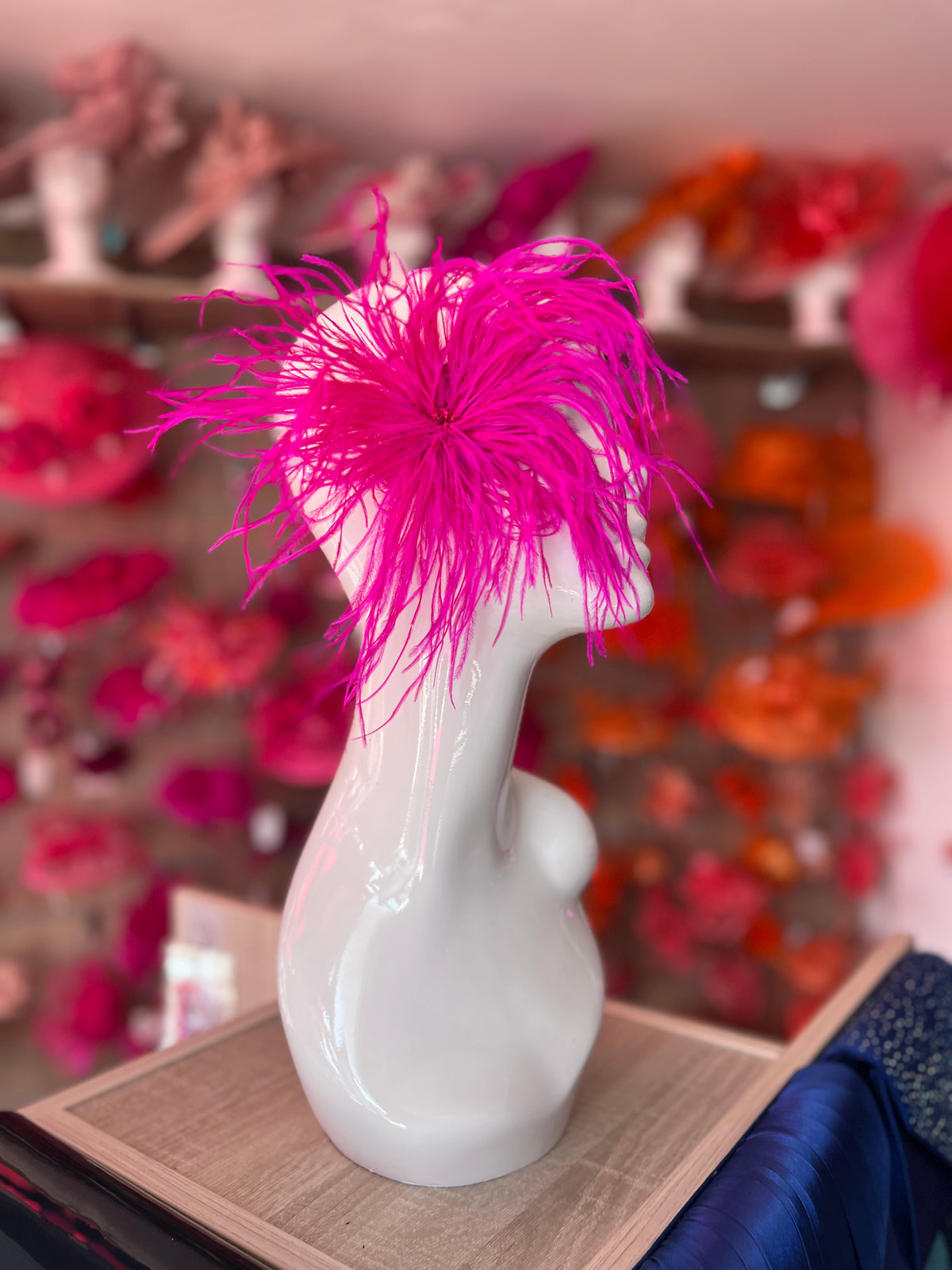 Fuchsia Wispy Feather  Fascinator Hair Clip