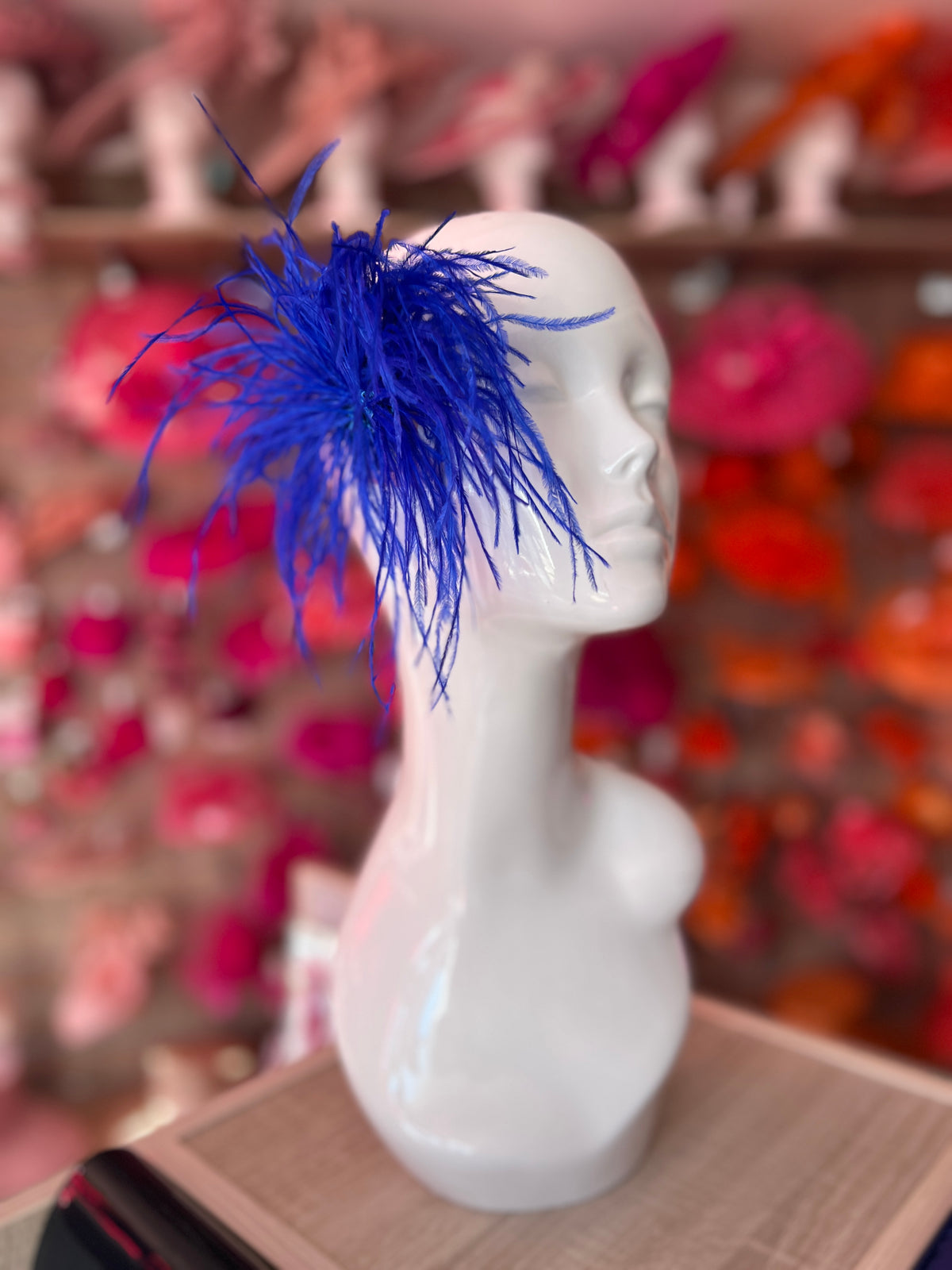 Sapphire Blue Wispy Feather  Fascinator Hair Clip