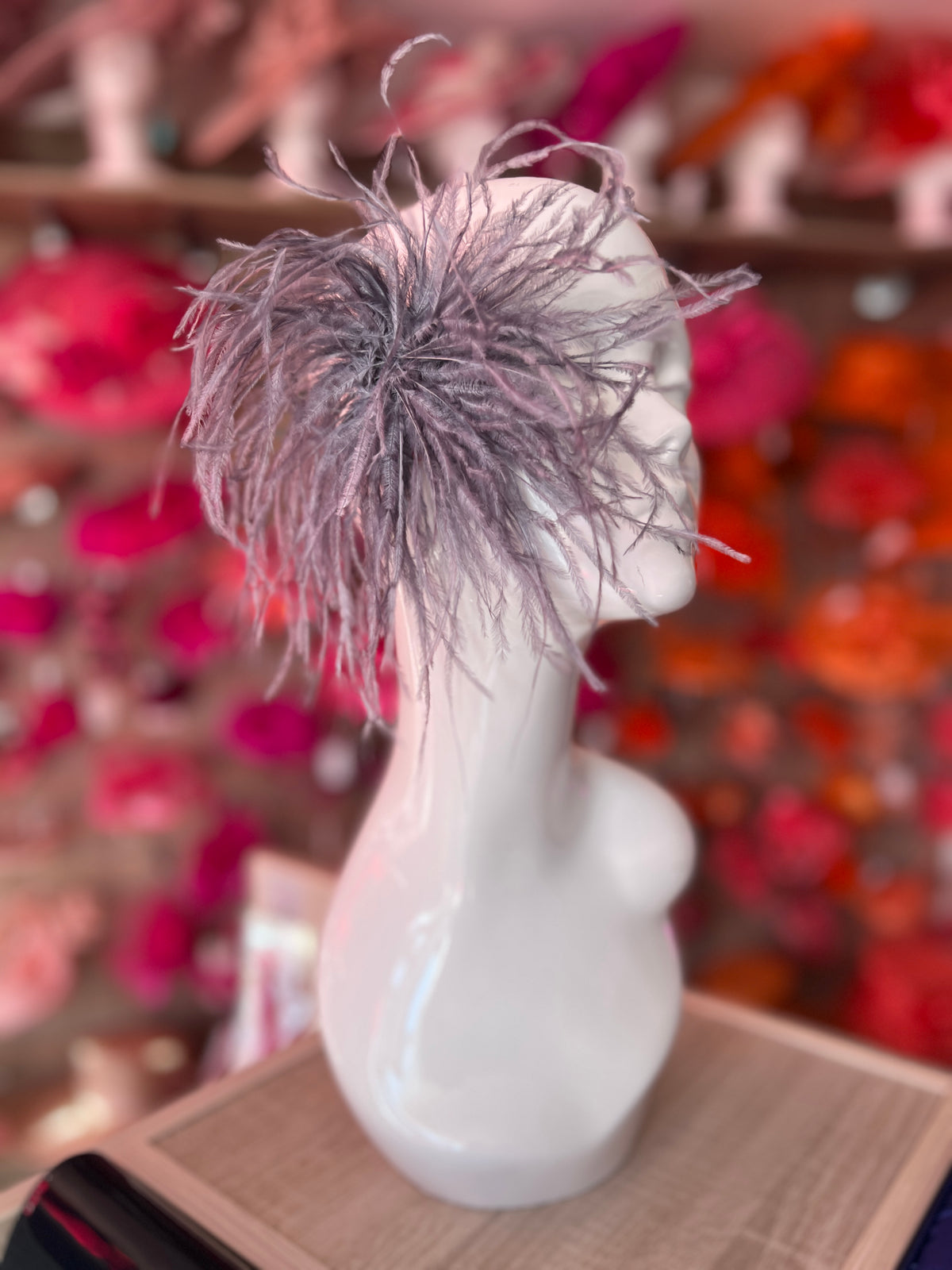 Grey Wispy Feather  Fascinator Hair Clip