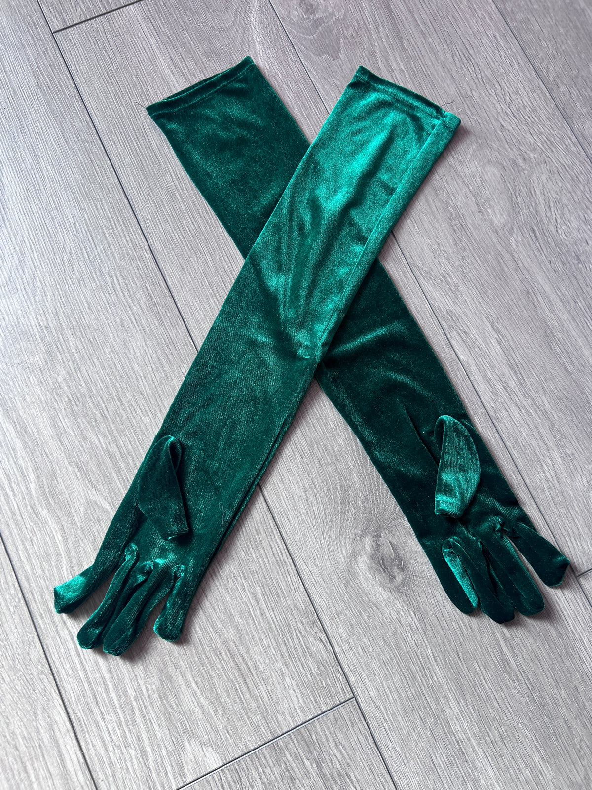 Emerald Green Long Velvet Gloves
