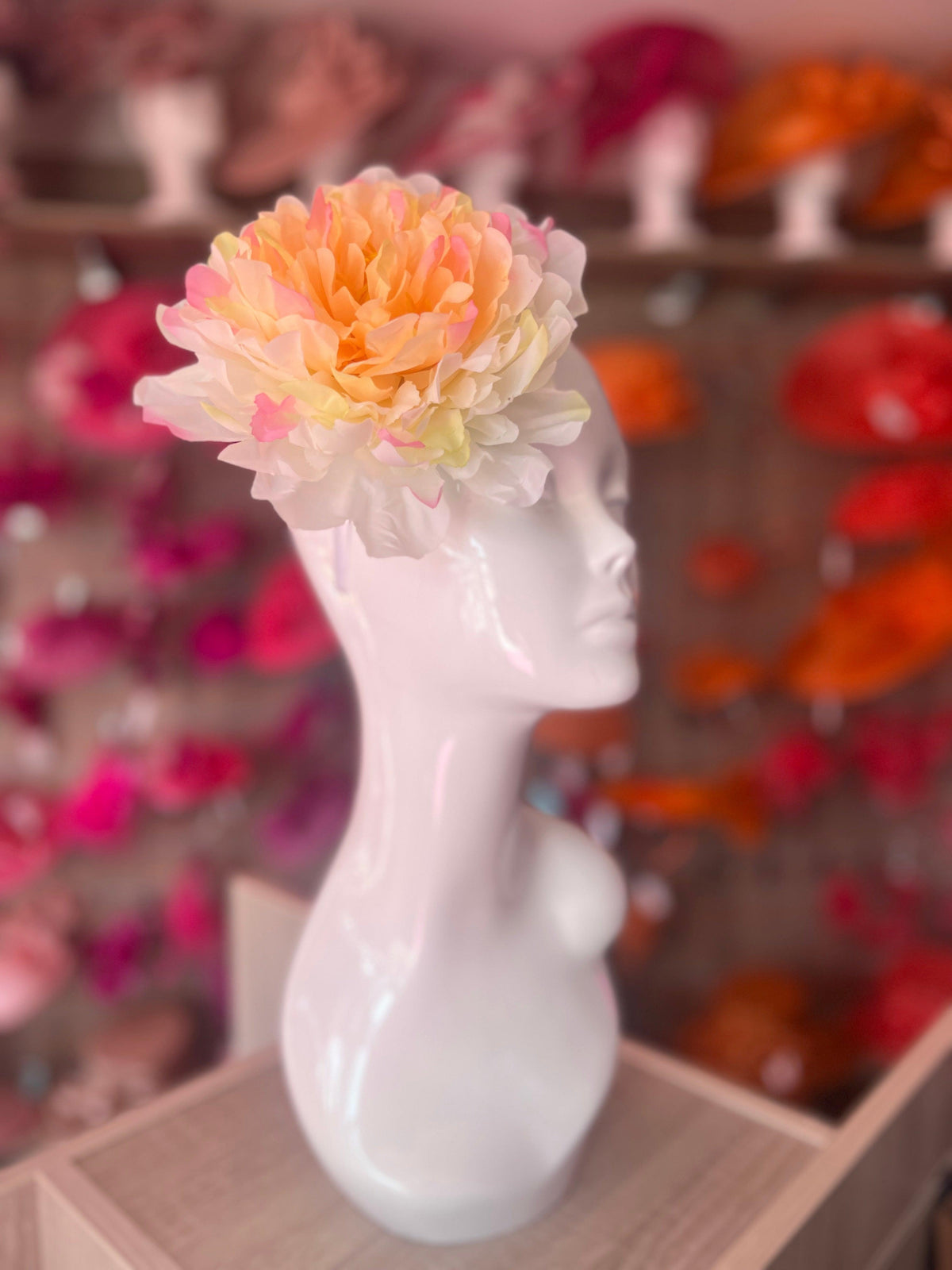 Cream and Apricot Large Peony Flower Headband
