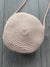 Pale Pink Round Straw Shoulder Bag