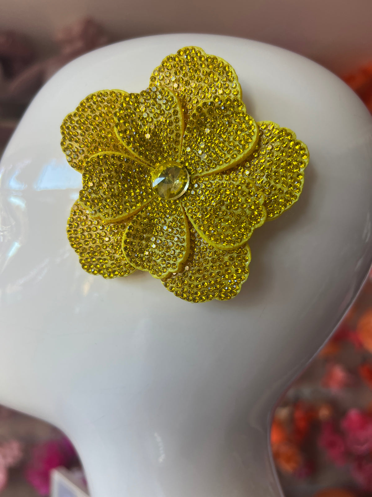 Yellow Diamante Small Flower Hair Clip