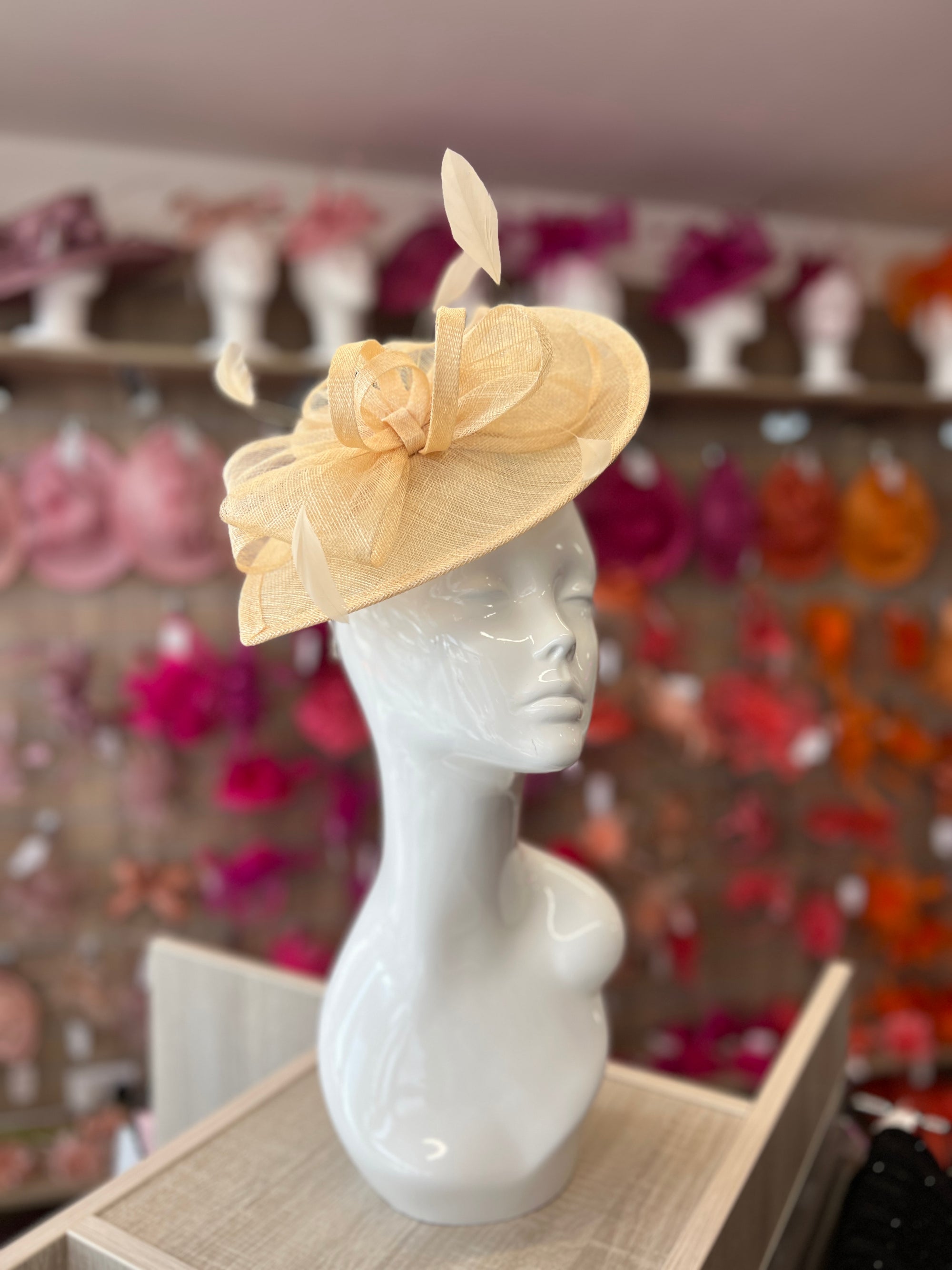 Nude Disc Fascinator with Decorative Bow