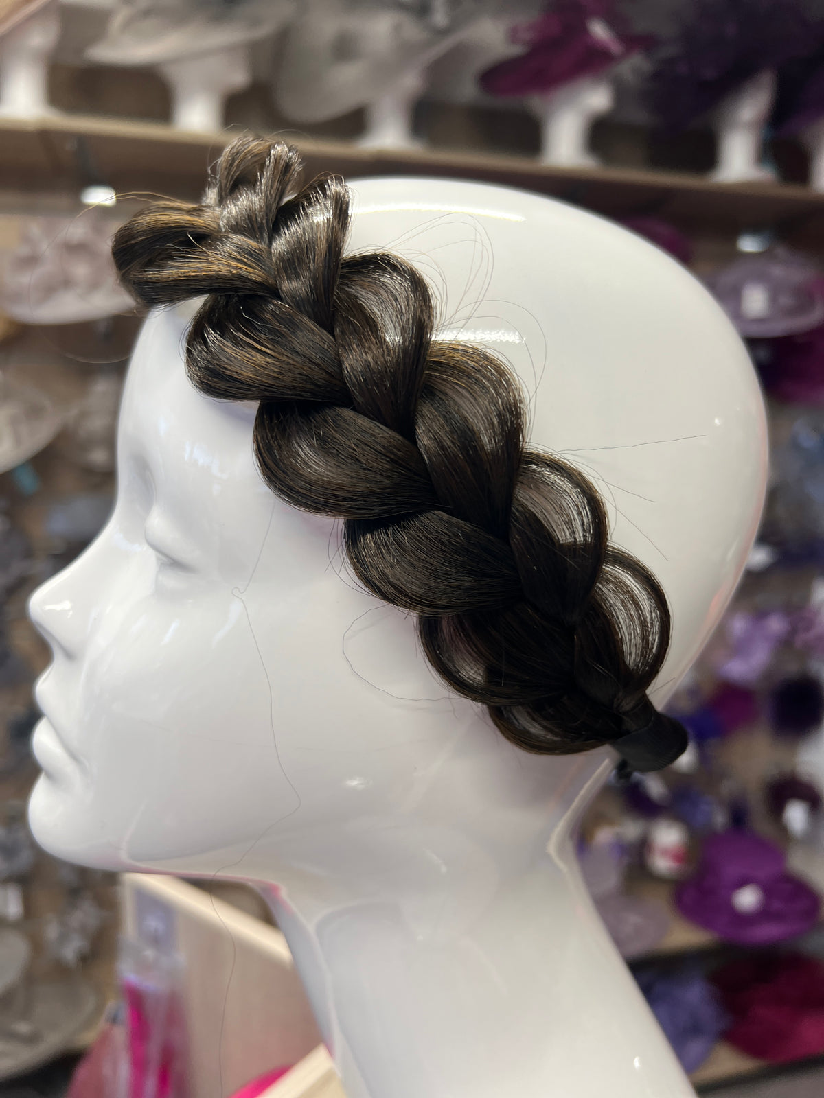 Dark Brown Synthetic Fishtail Braided HeadBand