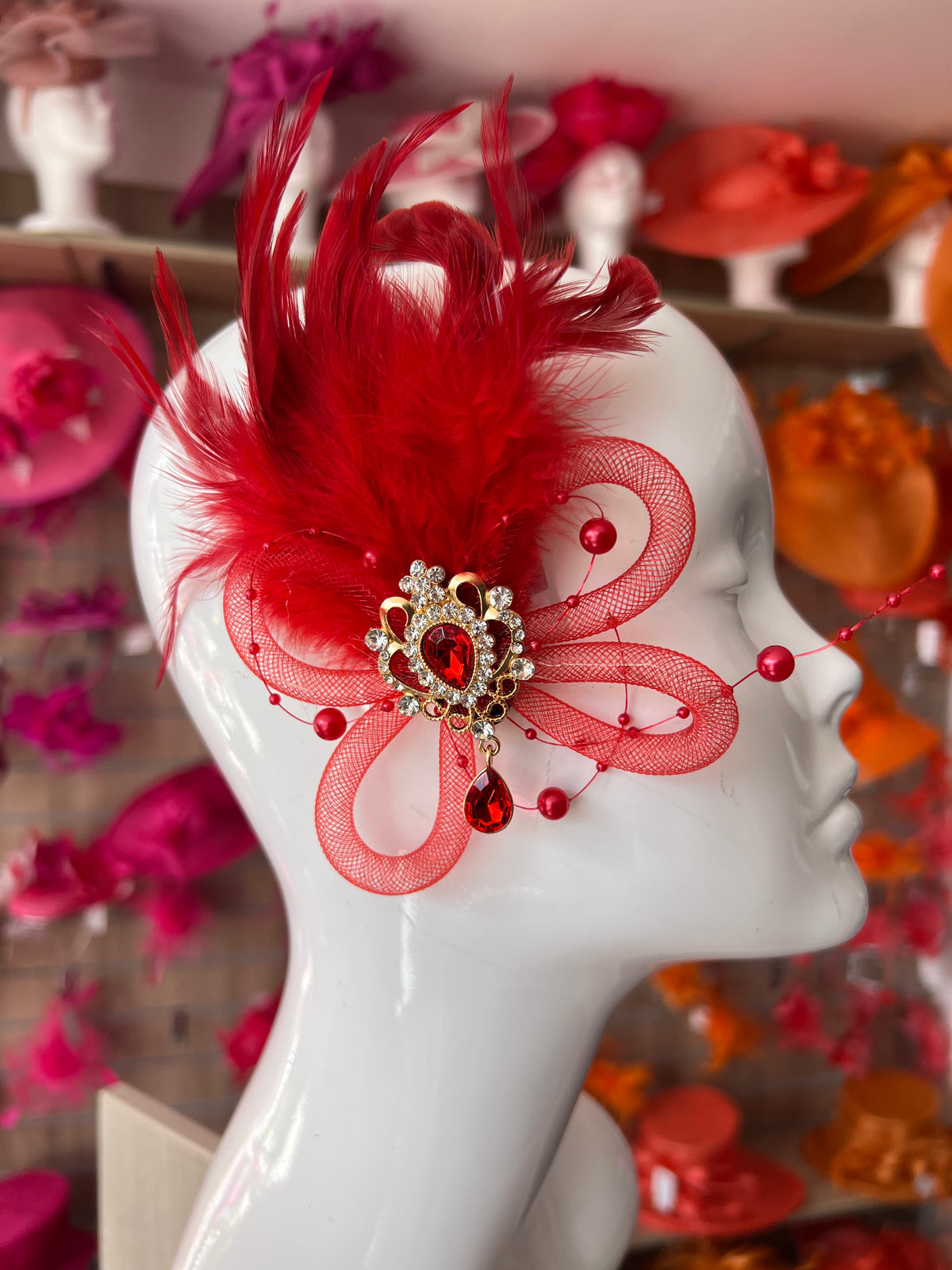 Vintage 1920s Flapper Hair Clip - Red