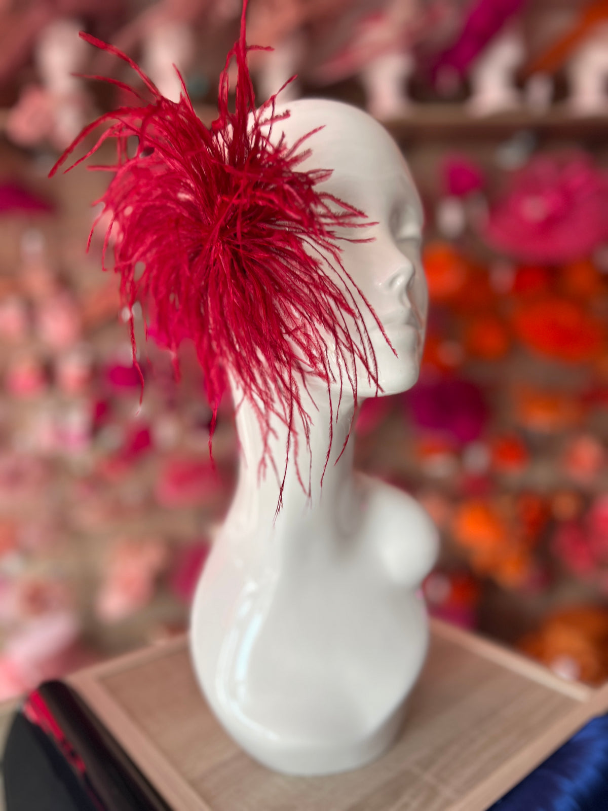Burgundy Wispy Feather  Fascinator Hair Clip