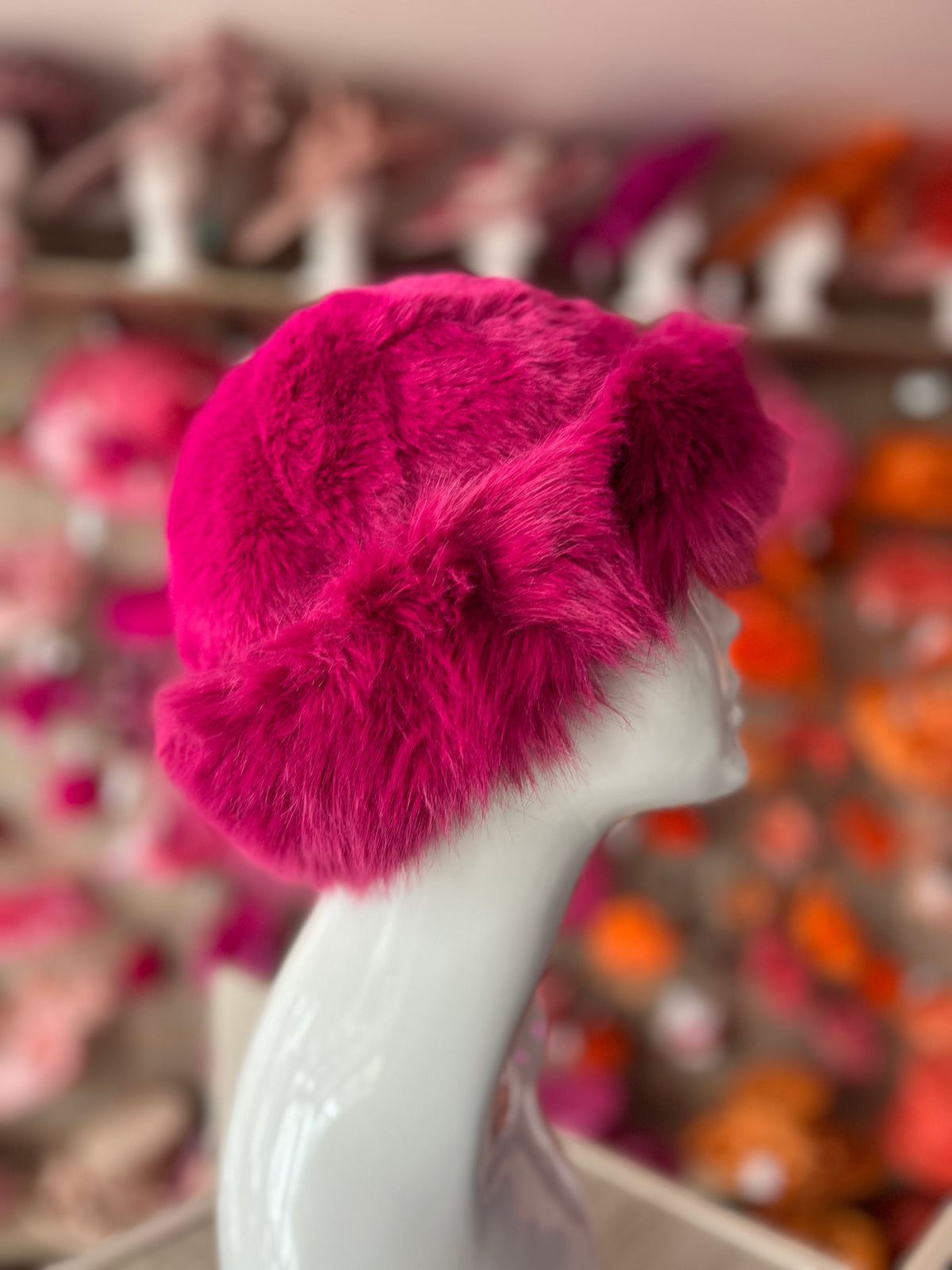 Raspberry Fur Winter Hat