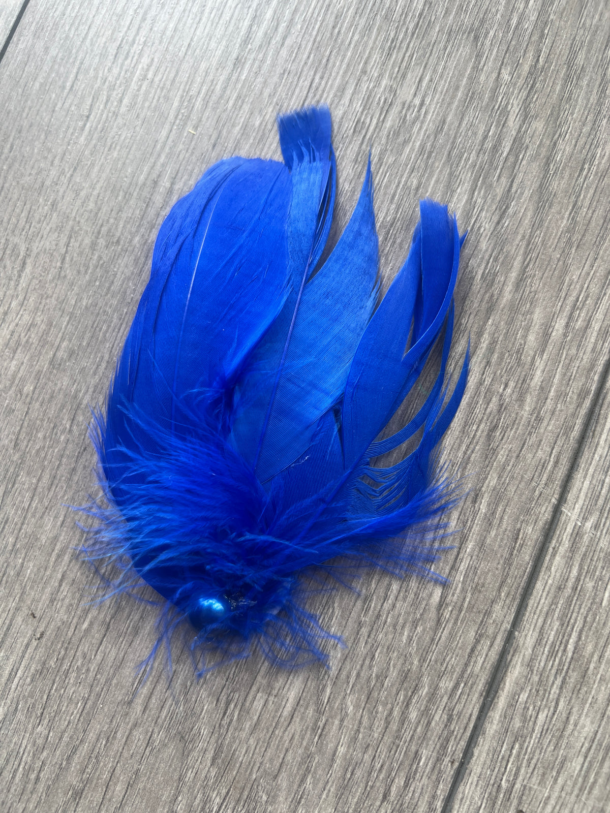 Cobalt Blue Fascinator Hair Clip With Feathers &amp; Pearl