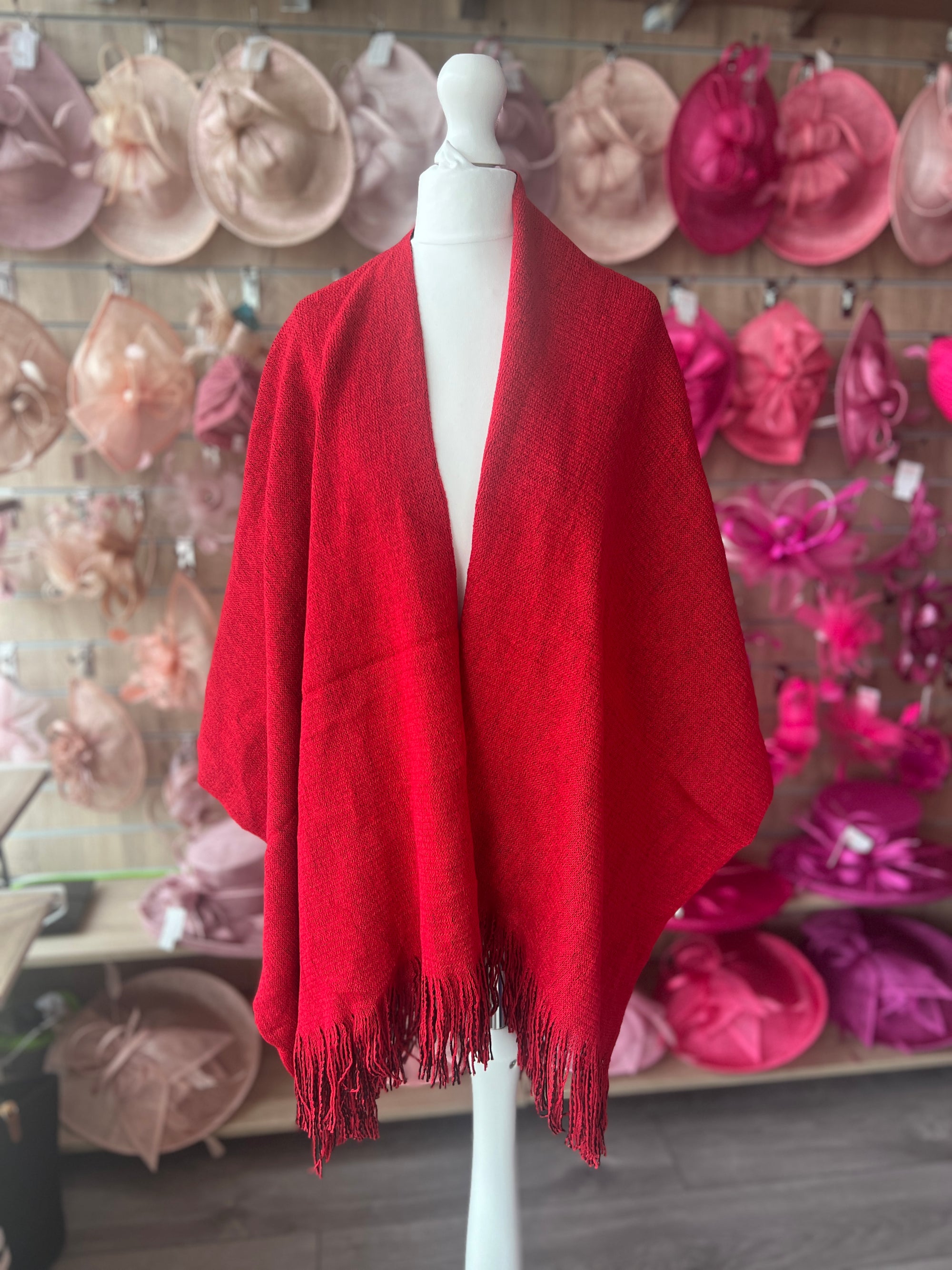 Luxury Reversible Knitted Shawl - Red & Black