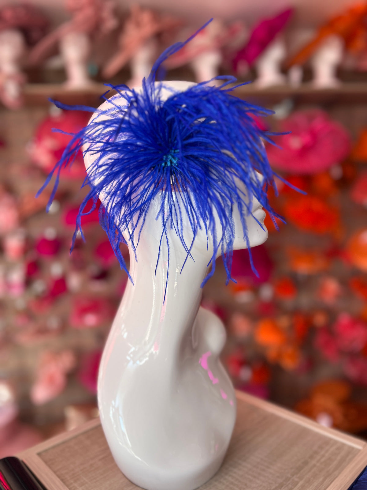 Sapphire Blue Wispy Feather  Fascinator Hair Clip