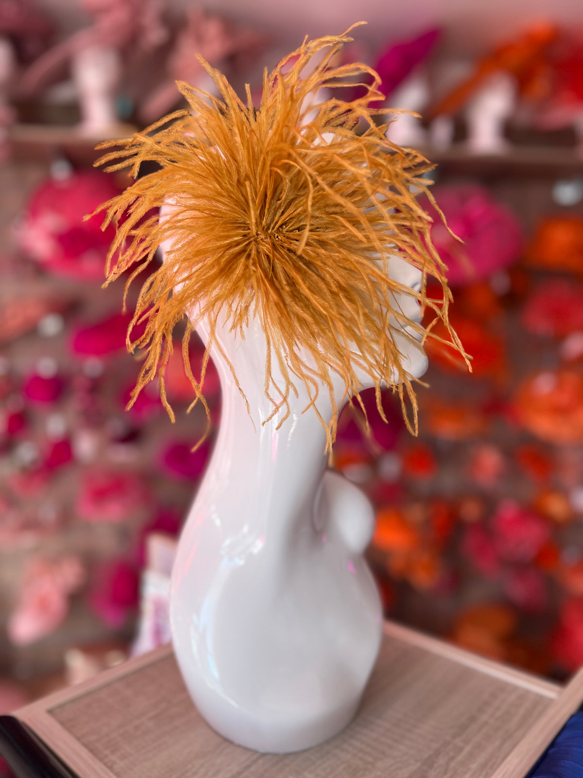 Mustard Wispy Feather  Fascinator Hair Clip