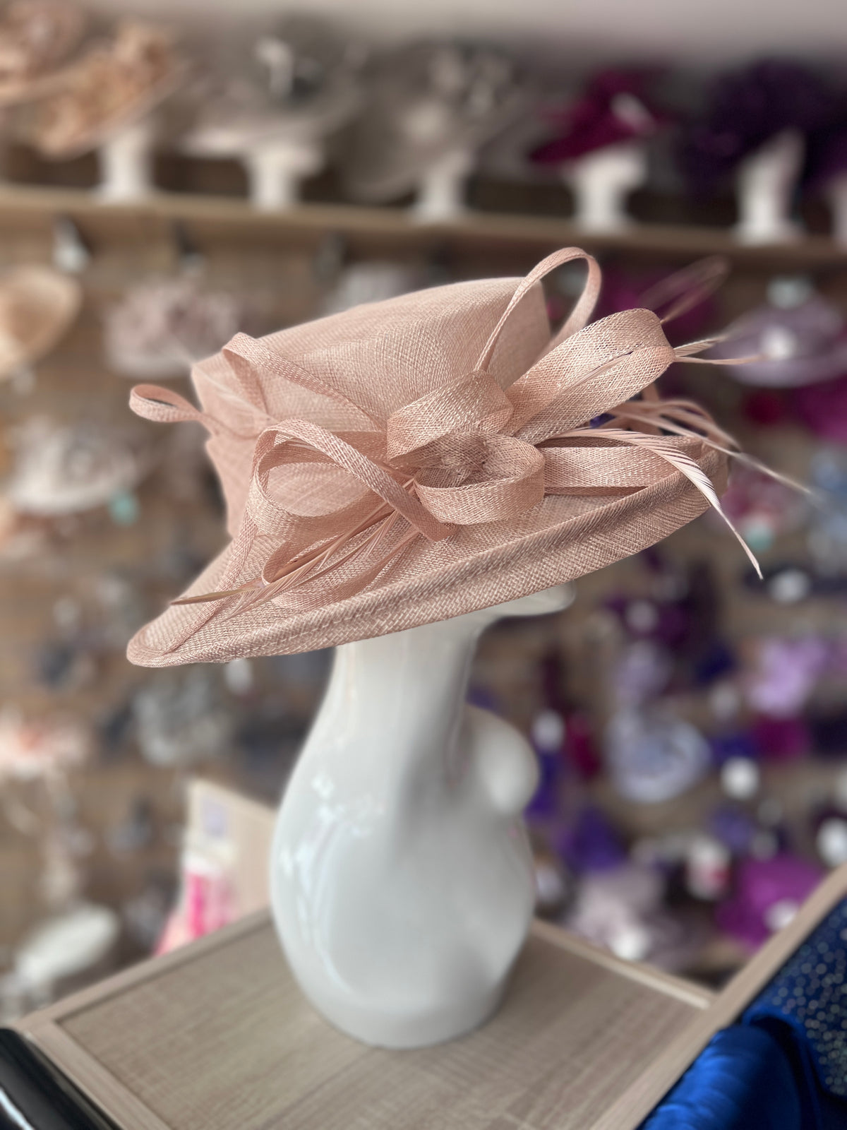 Classic Sinamay Latte Wedding Hat