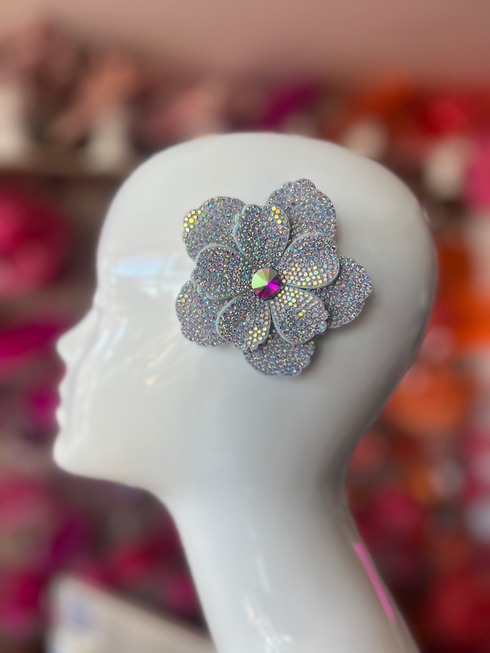 AB Diamanté Small Flower Hair Clip