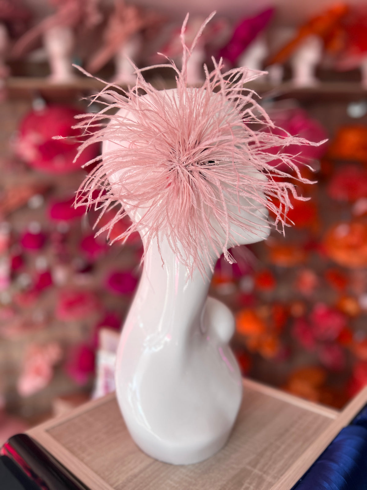 Blush Wispy Feather  Fascinator Hair Clip