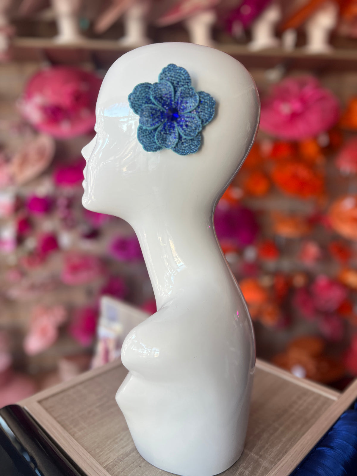 Blue Diamanté Small Flower Hair Clip