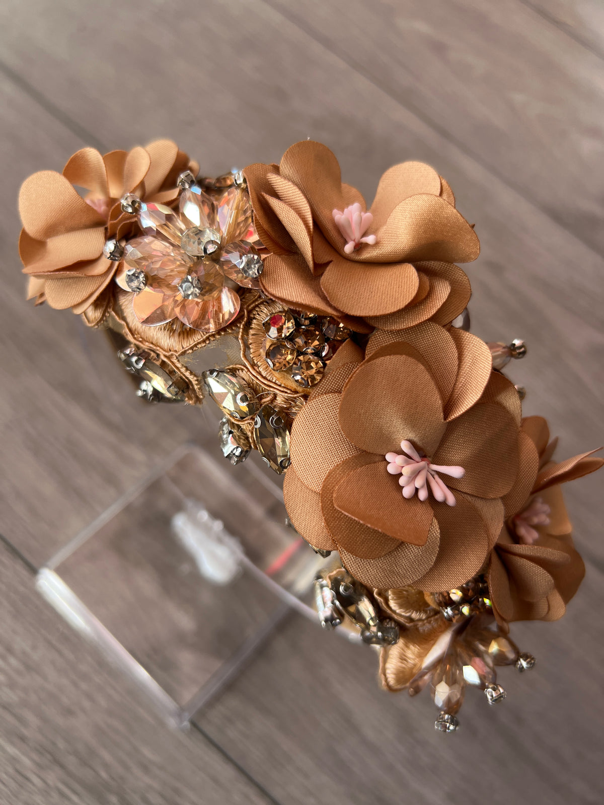 Gold Flower Headband With Gem Stones &amp; Diamantes