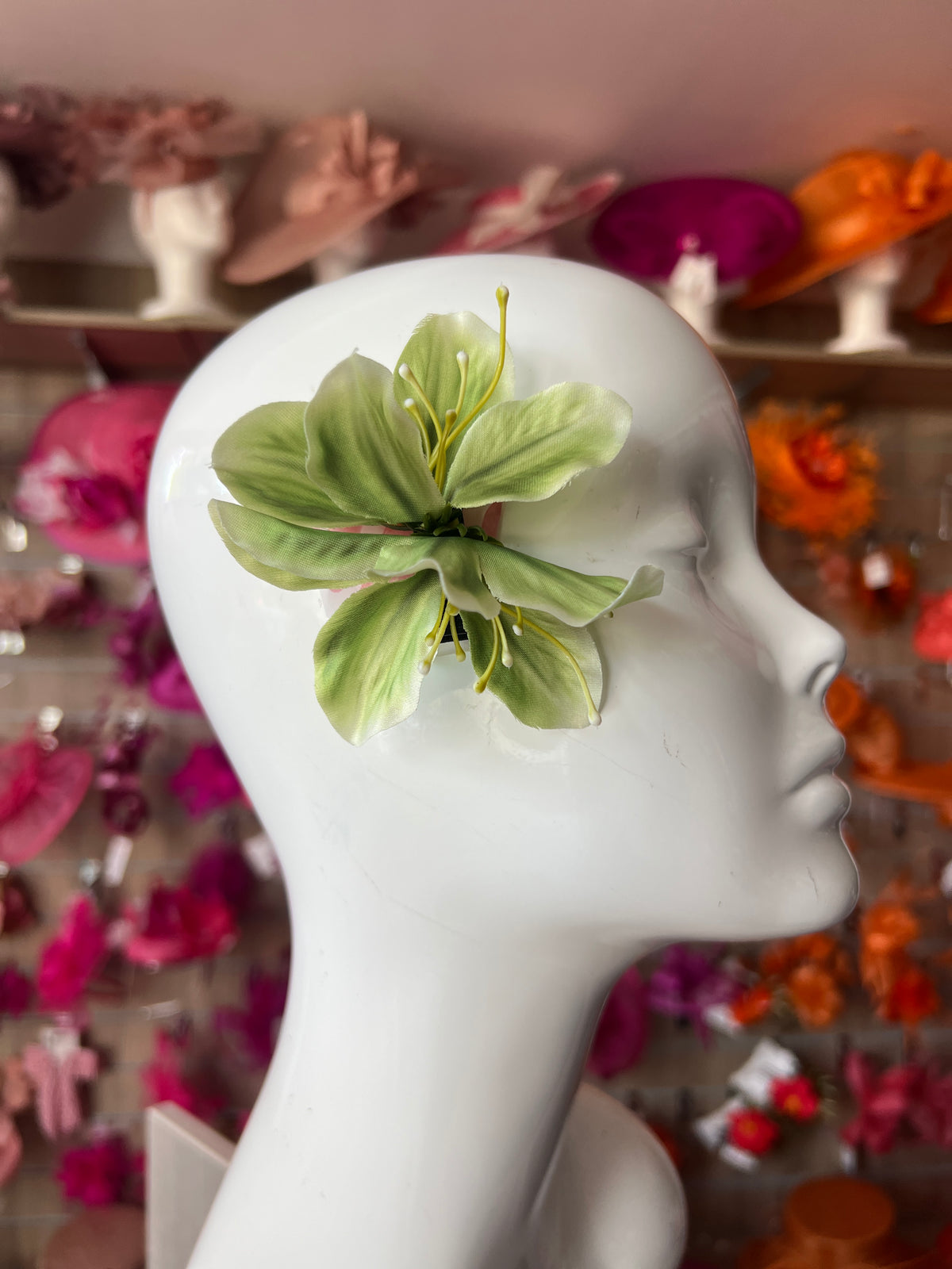 Small Olive Green Lily Hair Flower Clip