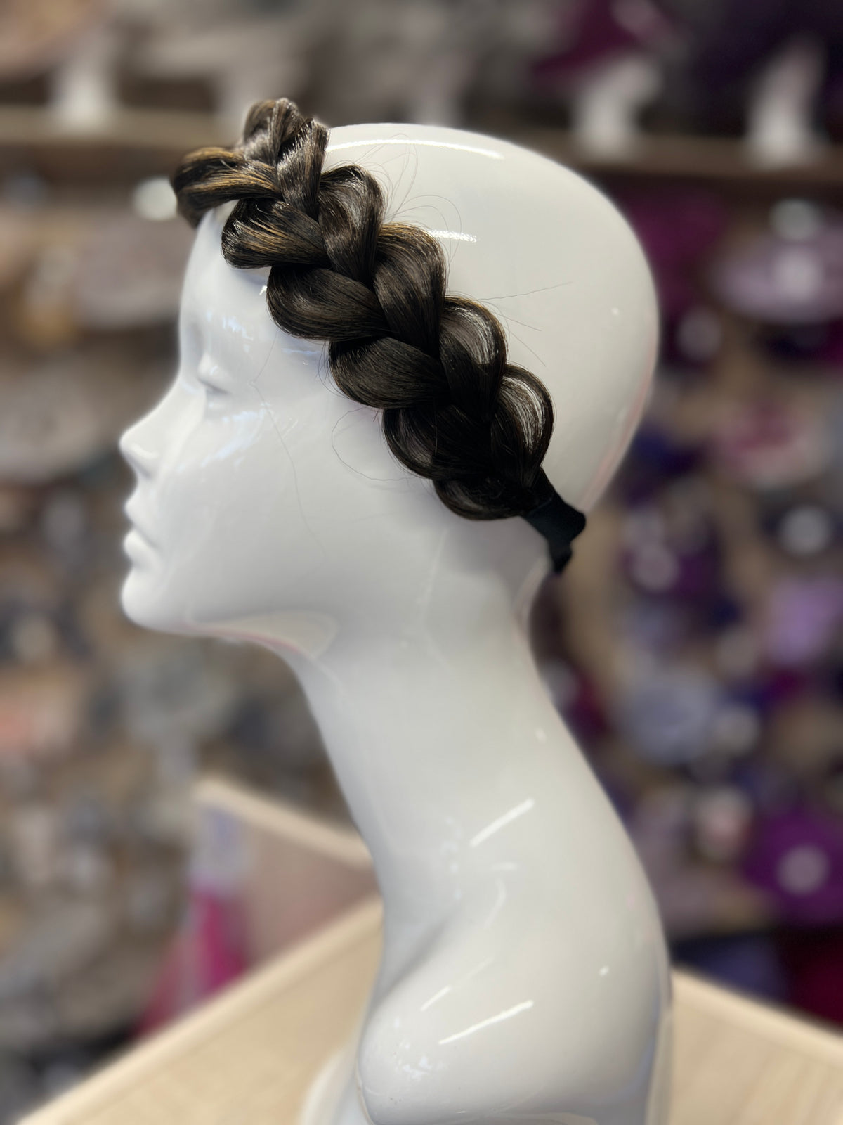 Dark Brown Synthetic Fishtail Braided HeadBand