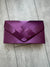 Purple Satin Pleated Envelope Clutch Bag